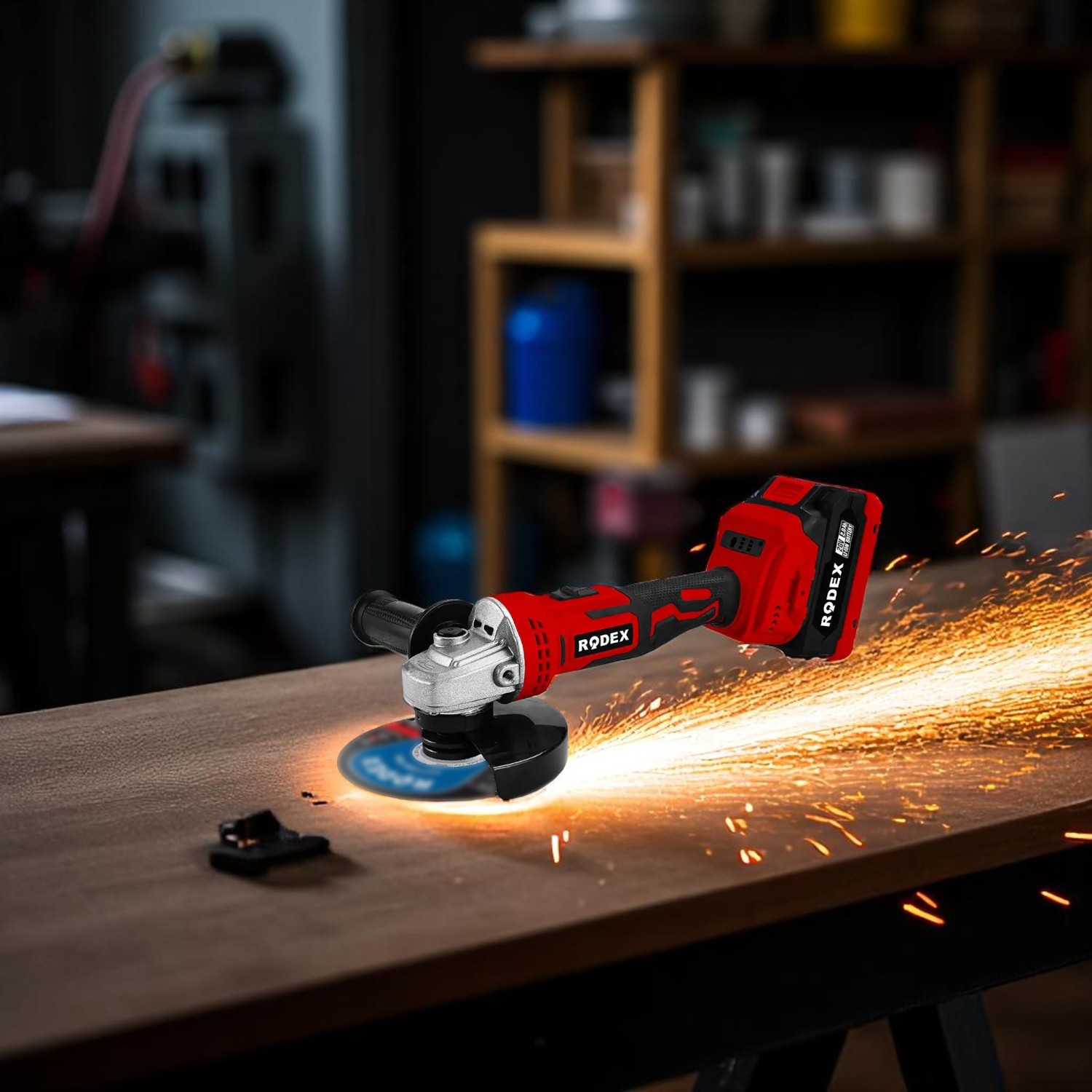 Rodex Akülü Şarjlı Avuç Taşlama Spiral Makinesi 20 Volt 4.0 mAh 115 - 125 mm Disk Çapı Kömürsüz