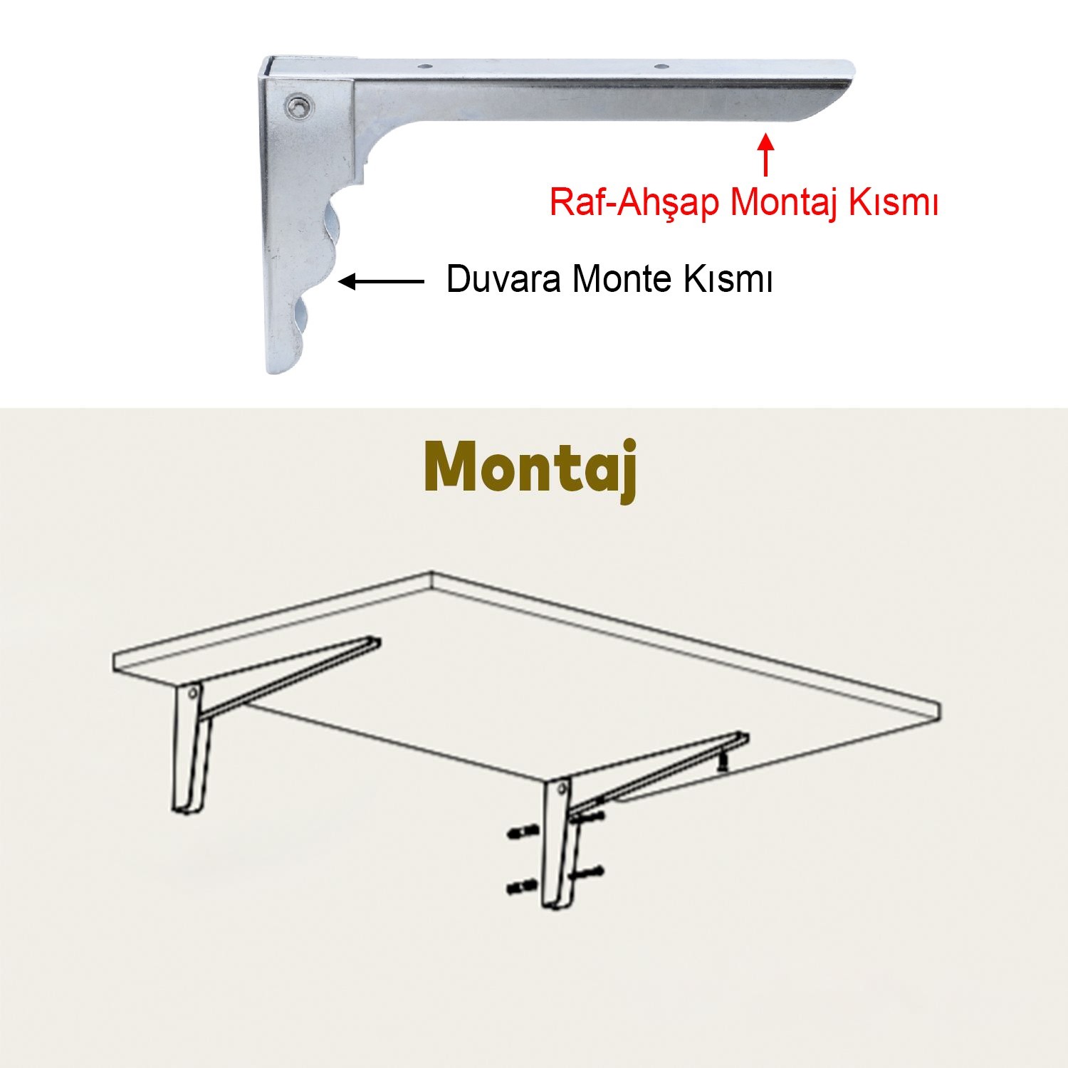 Duvara Monteli Balkon Masası Sehpası Montajı Metal Katlanır Raf Altı Ayağı 18 x 10 cm (2 ADET) 