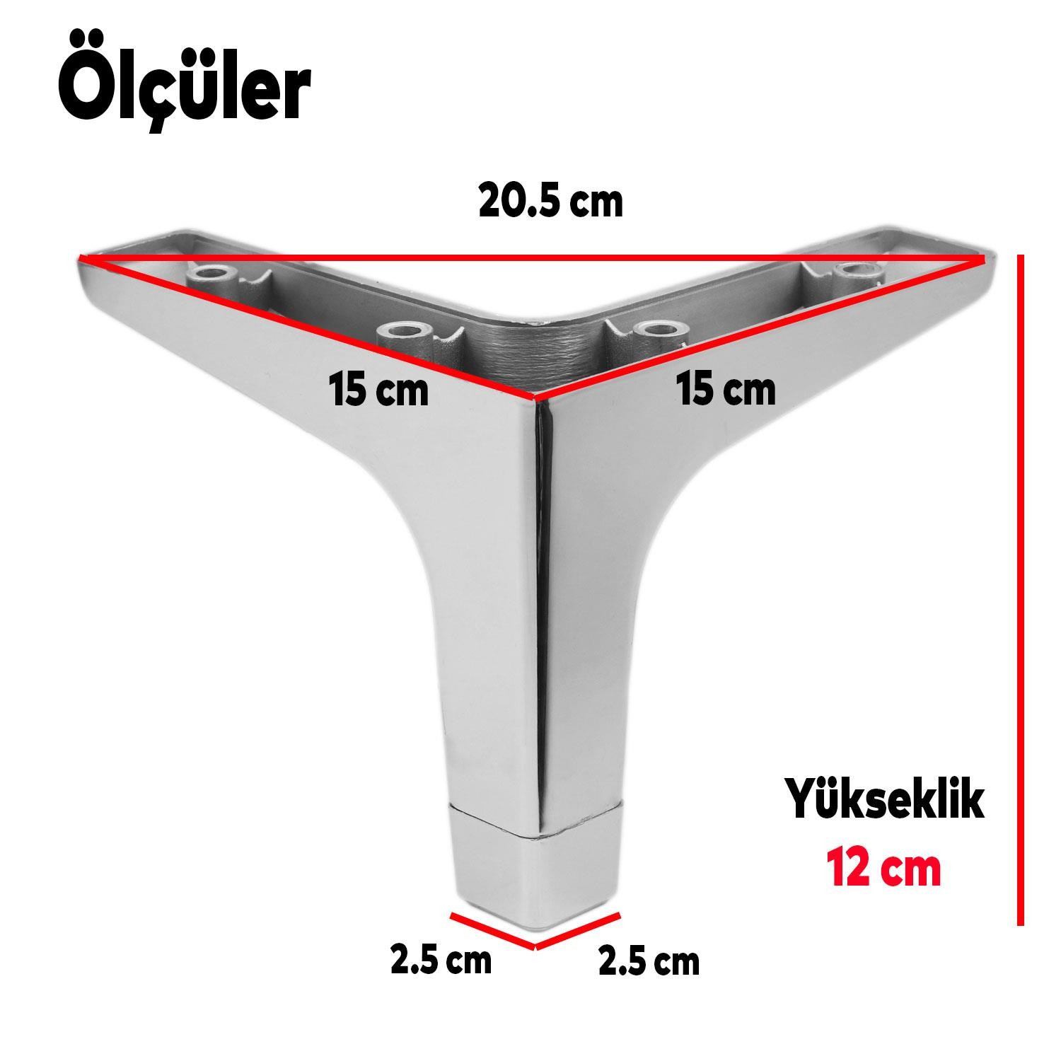 Sedef Lüks Mobilya Kanepe Sehpa Tv Ünitesi Koltuk Ayağı 12 Cm Parlak Plastik Krom Baza Ayakları