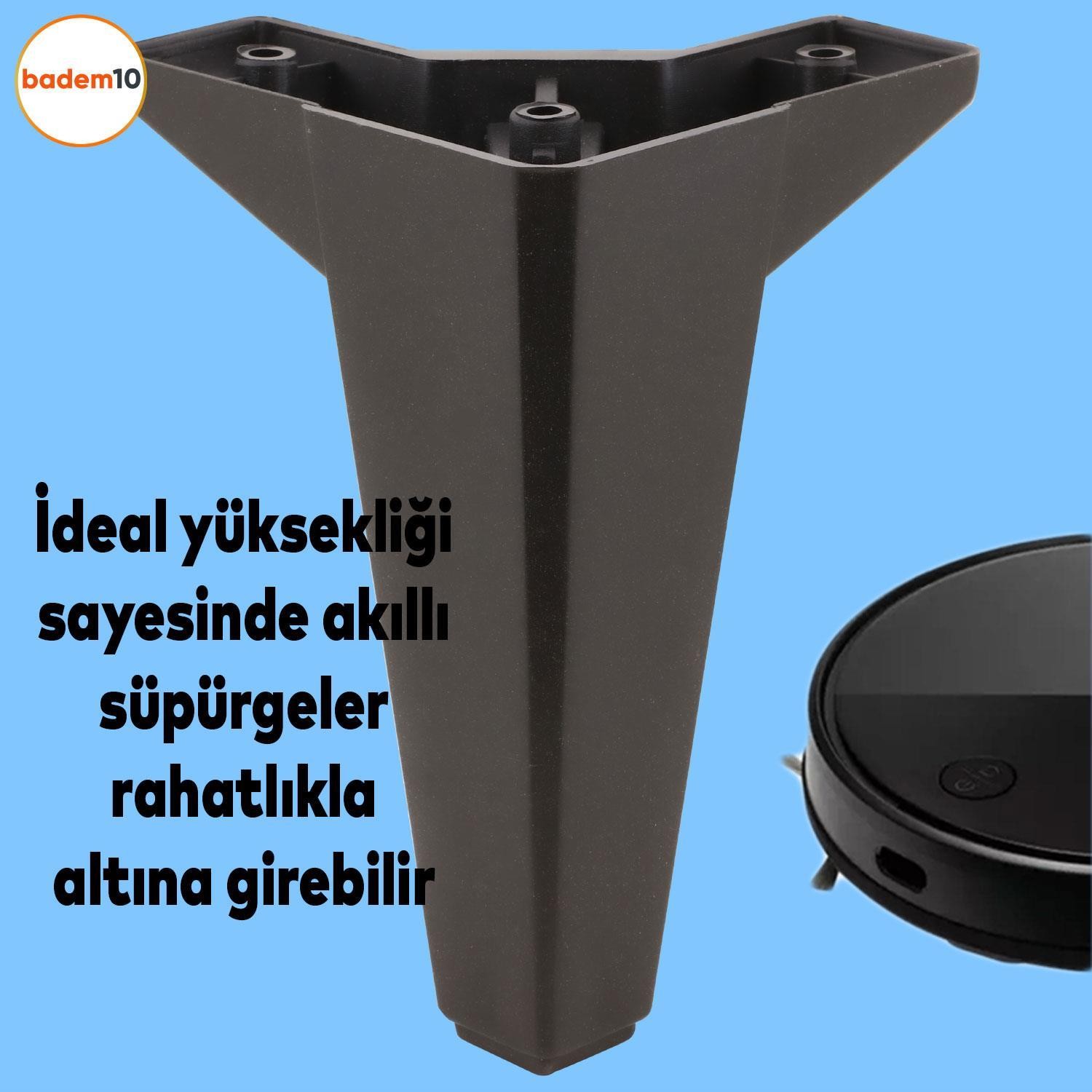 Sedir 6'lı Set Mobilya TV Ünitesi Çekyat Koltuk Kanepe Destek Ayağı 15 cm Siyah Baza Ayak
