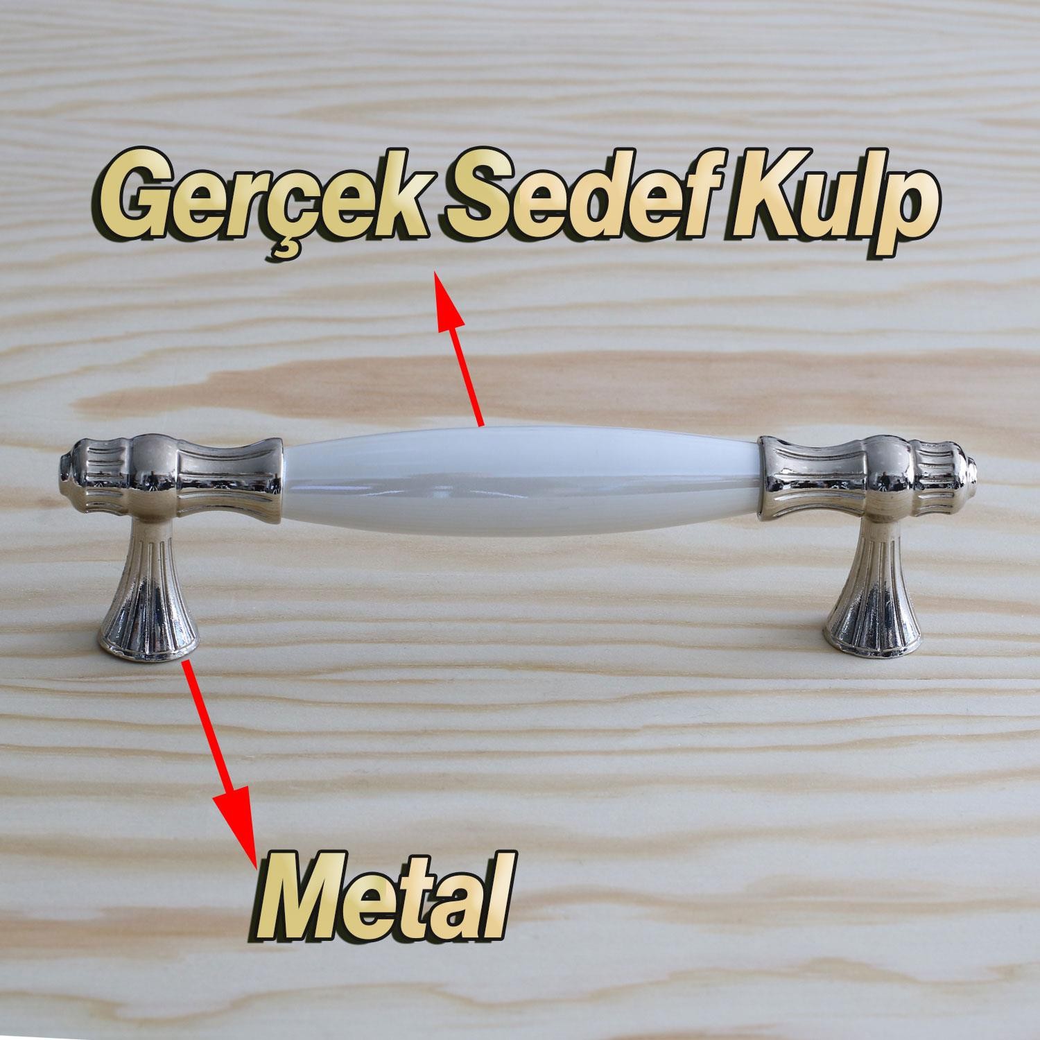 Gerçek Sedef Kulpu Beyaz 128 Mm Mobilya Çekmece Dolap Mutfak Dolabı Kapak Kulbu Kulpları Kulpu