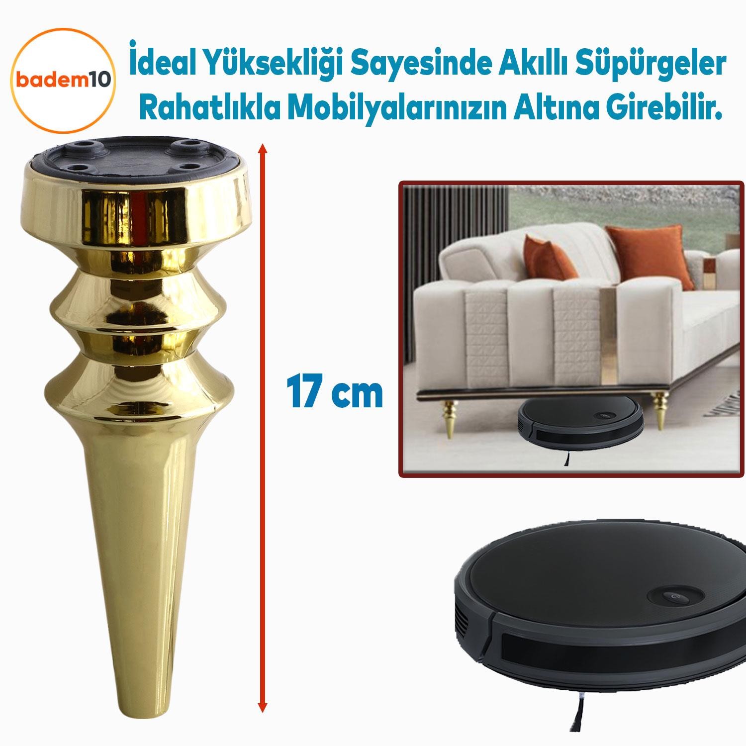 Oliva Mobilya Kanepe Koltuk Tv Ünitesi Baza Ayağı Zigon Orta Sehpası Ayak Ayakları Altın 17 cm