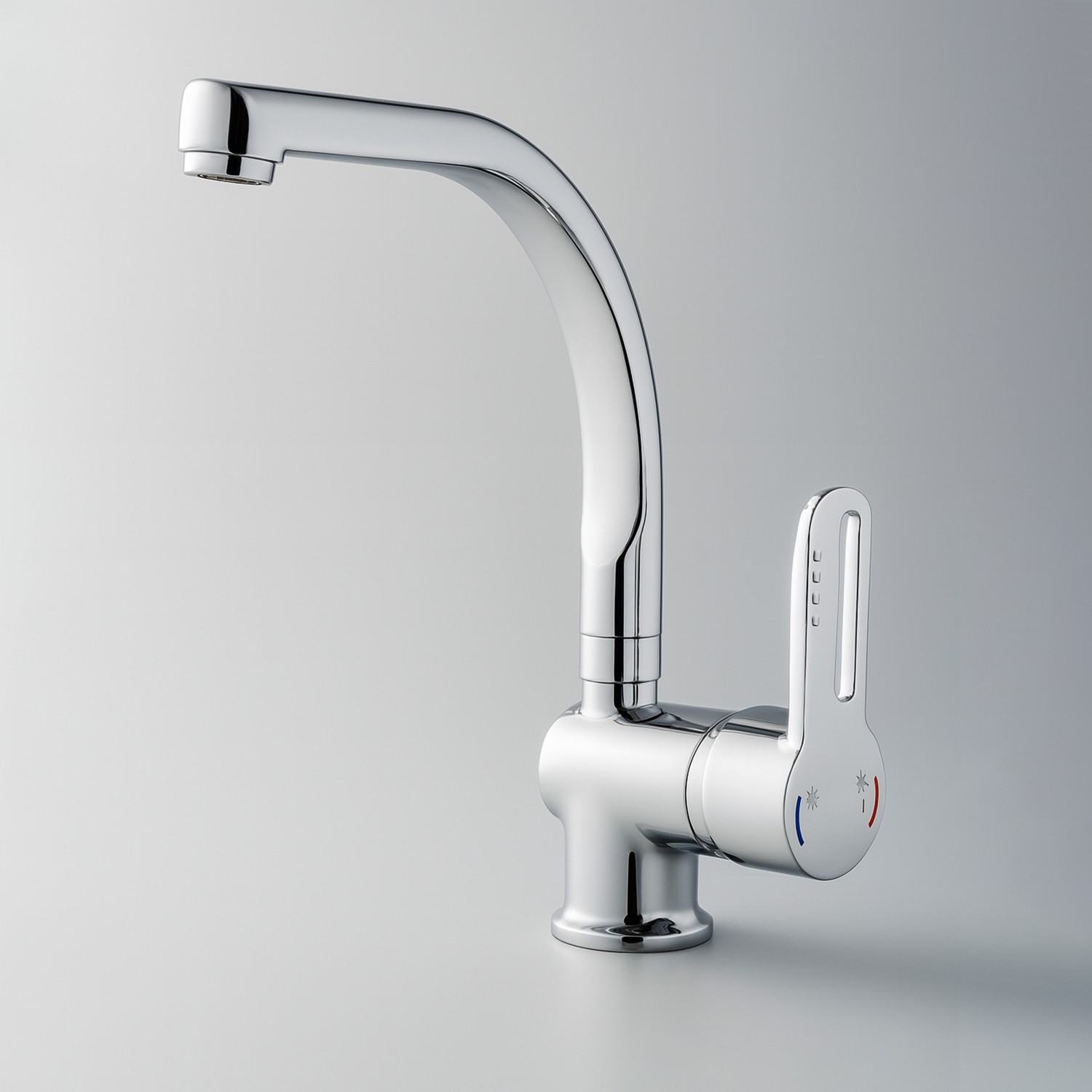 Premium Tek Kollu Aç Kapa Krom Kuğu Lavabo Bataryası Duvar Tipi Armatür Modern Sıcak Soğuk Ayarlı