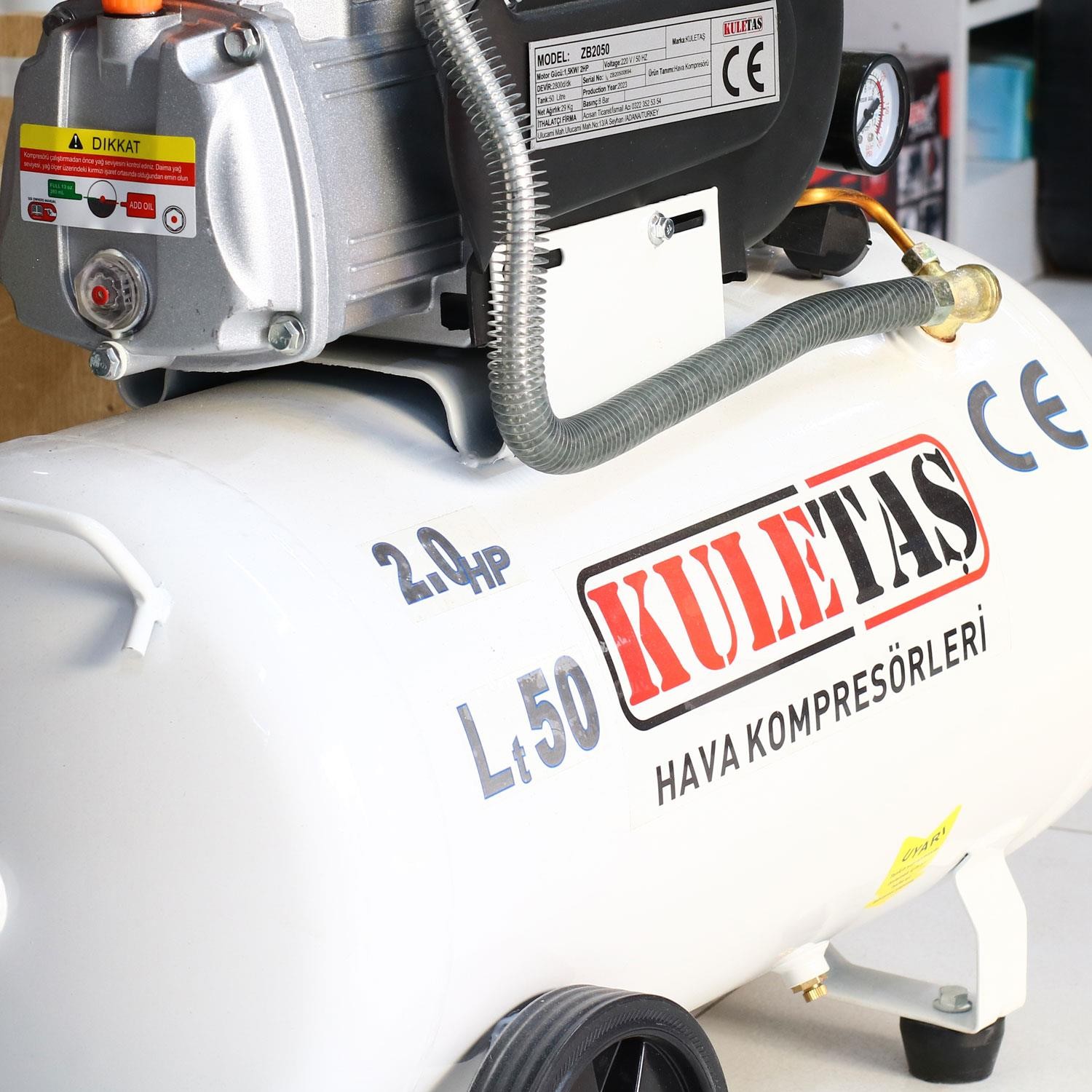 Kuletaş Hava Kompresörü 50 Litre Kompresör 2 HP 8 Bar