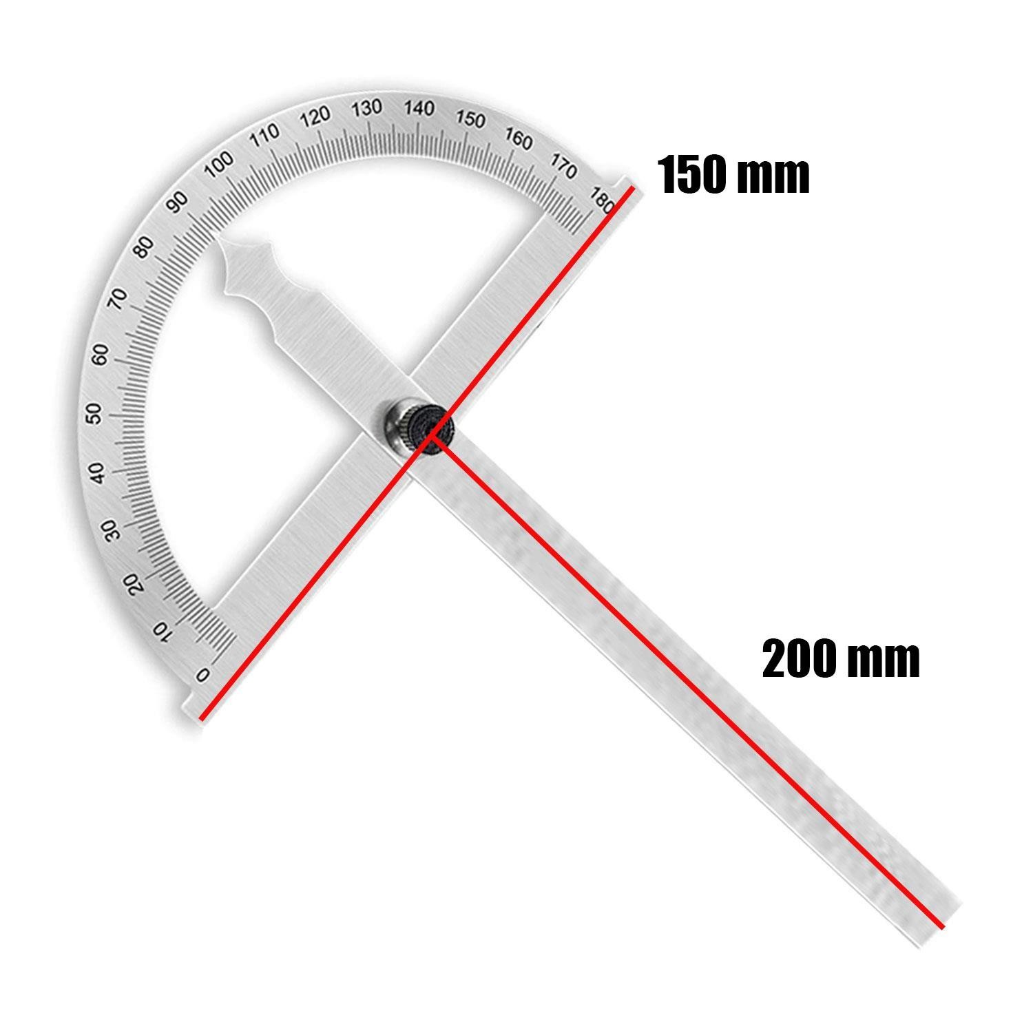 Dw Açılı İletki Gönye Açı Ölçer 150-200 mm Ölçüm Cetveli