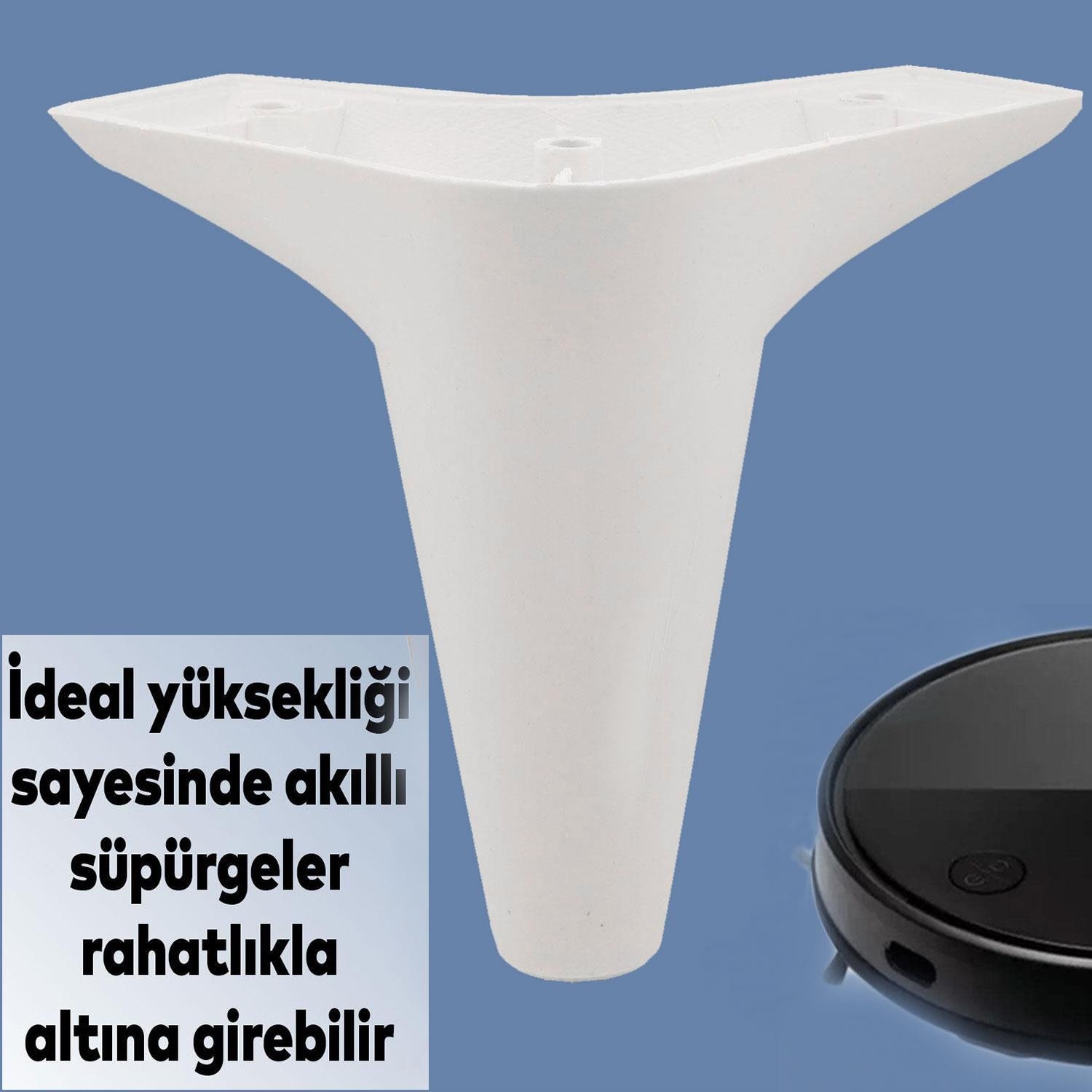 Aspen 6'lı Set Mobilya TV Ünitesi Çekyat Koltuk Kanepe Destek Ayağı 12 cm Beyaz Baza Ayak M8 Destek