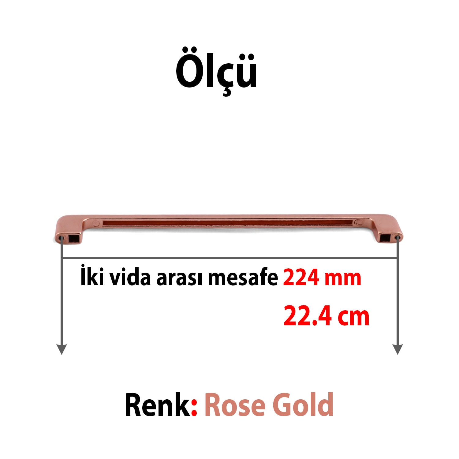 Roze Gold Metal Dolap Kulpu 224 mm Ilıca Çekmece Kulpları Mutfak Dolabı Kulp Mobilya Kulpu
