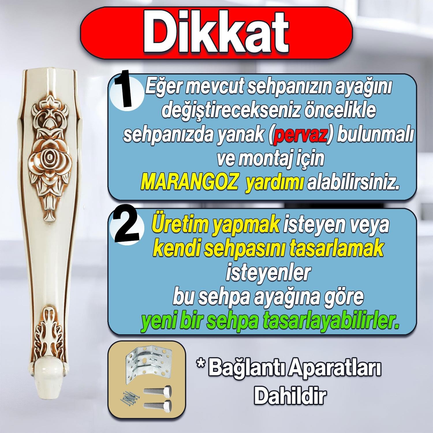 Rosa 4 Adet Plastik Sehpa Ayağı 40 cm Krem Kahverengi Renk Orta Ayak Zigon Sehpa Mobilya Ayakları