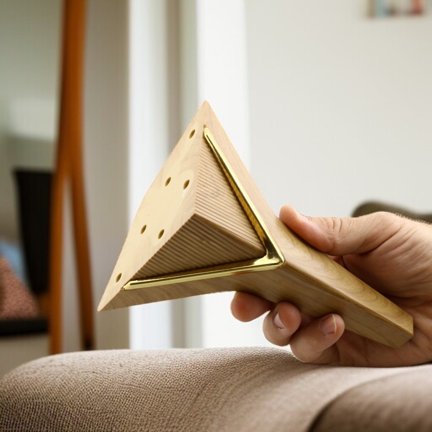 Empoli 16 cm Açık Ceviz Gold 4 Adet Lüks Mobilya Kanepe Koltuk Sehpa Tv Ünitesi Baza Ayağı Seti