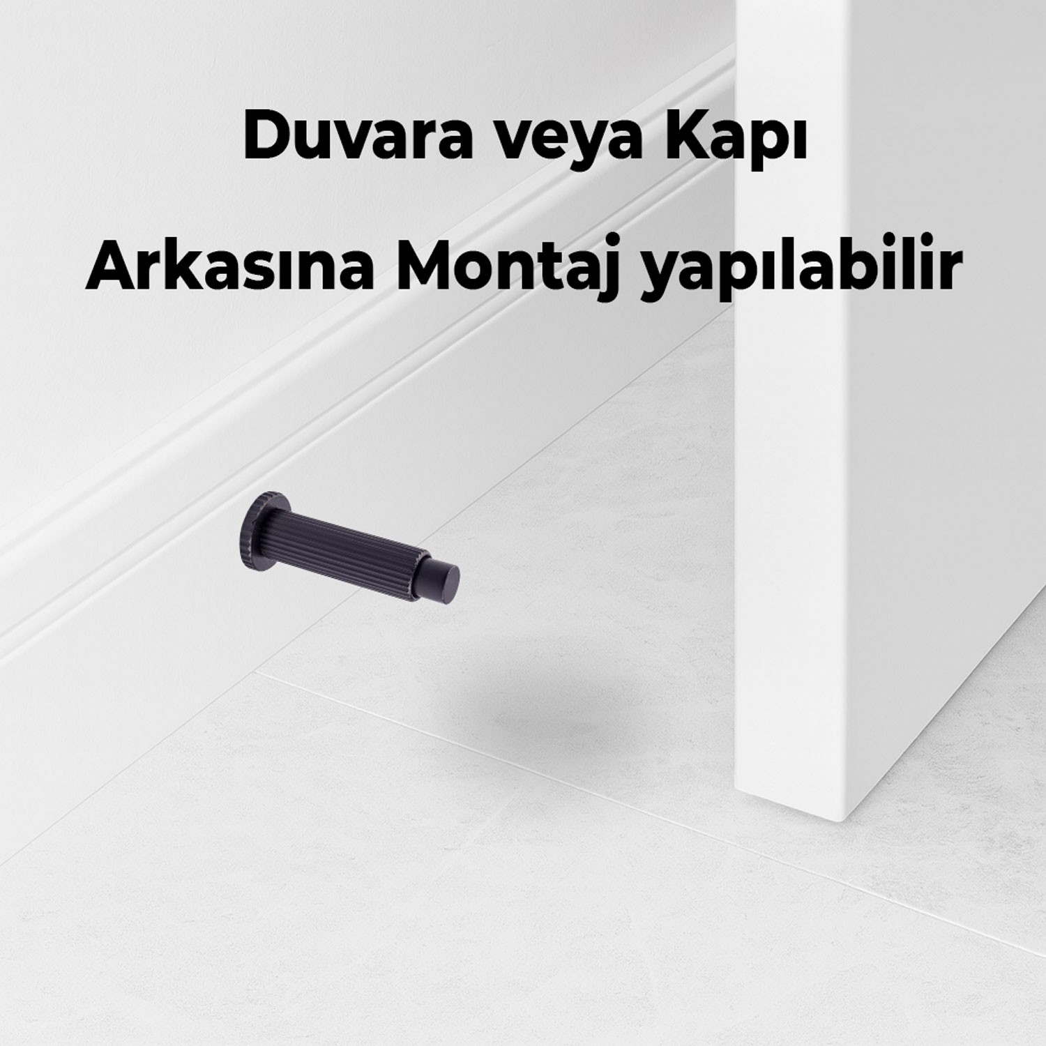 Kapı Stoperi Tamponu Çizgili Siyah Vidalı Metal Tutacağı Tutucu Kapı Arkası Duvar Kolu Stopu Takozu