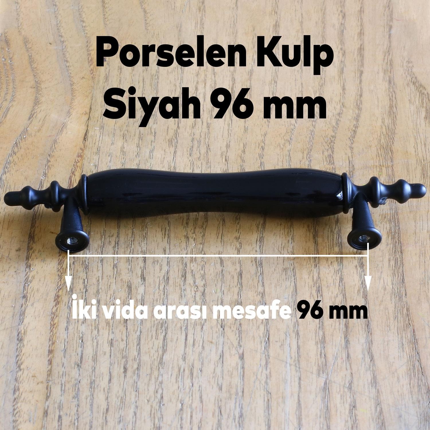 Gül Gerçek Porselen Siyah 96 mm Kulplar Mobilya Mutfak Dolabı Çekmece Dolap Kapak Kulpu Kulbu 9.6 cm