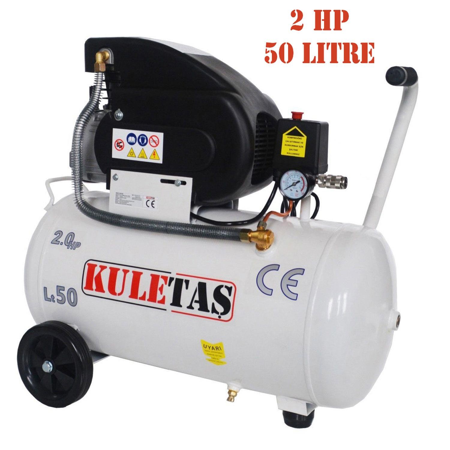 Kuletaş Hava Kompresörü 50 Litre Kompresör 2 HP 8 Bar