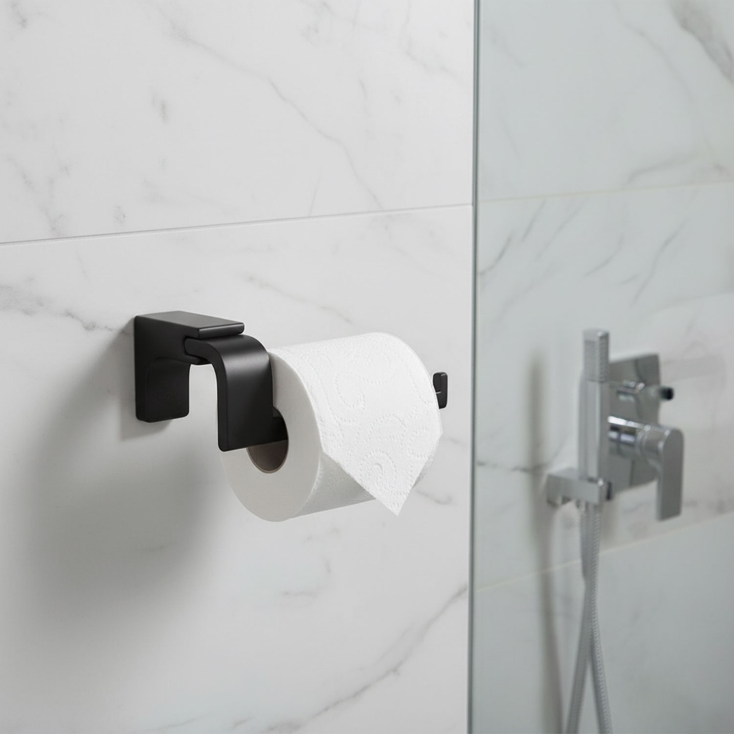 Siyah Lüx Kapaksız WC Kağıt Aparatı Vidalı Paslanmaz Metal Duvar Tuvalet Kağıtlık Banyo Aksesuarı