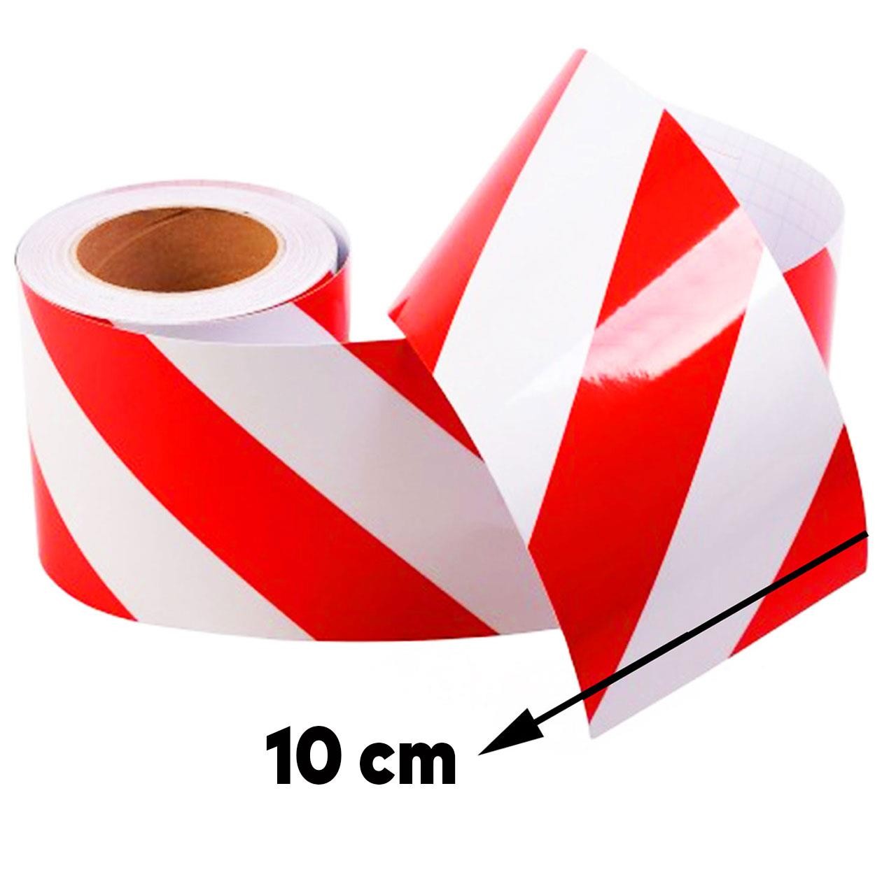 Reflektörlü Reflektif Fosforlu Şerit Bant 10 cm 1 Metre İkaz Bandı Kırmızı Beyaz