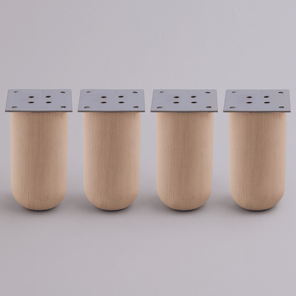 Bohem 4 ADET Doğal Ahşap 12 cm Silindir Ayak Set Mobilya Koltuk Kanepe Sehpa Masa Ayağı Ayakları
