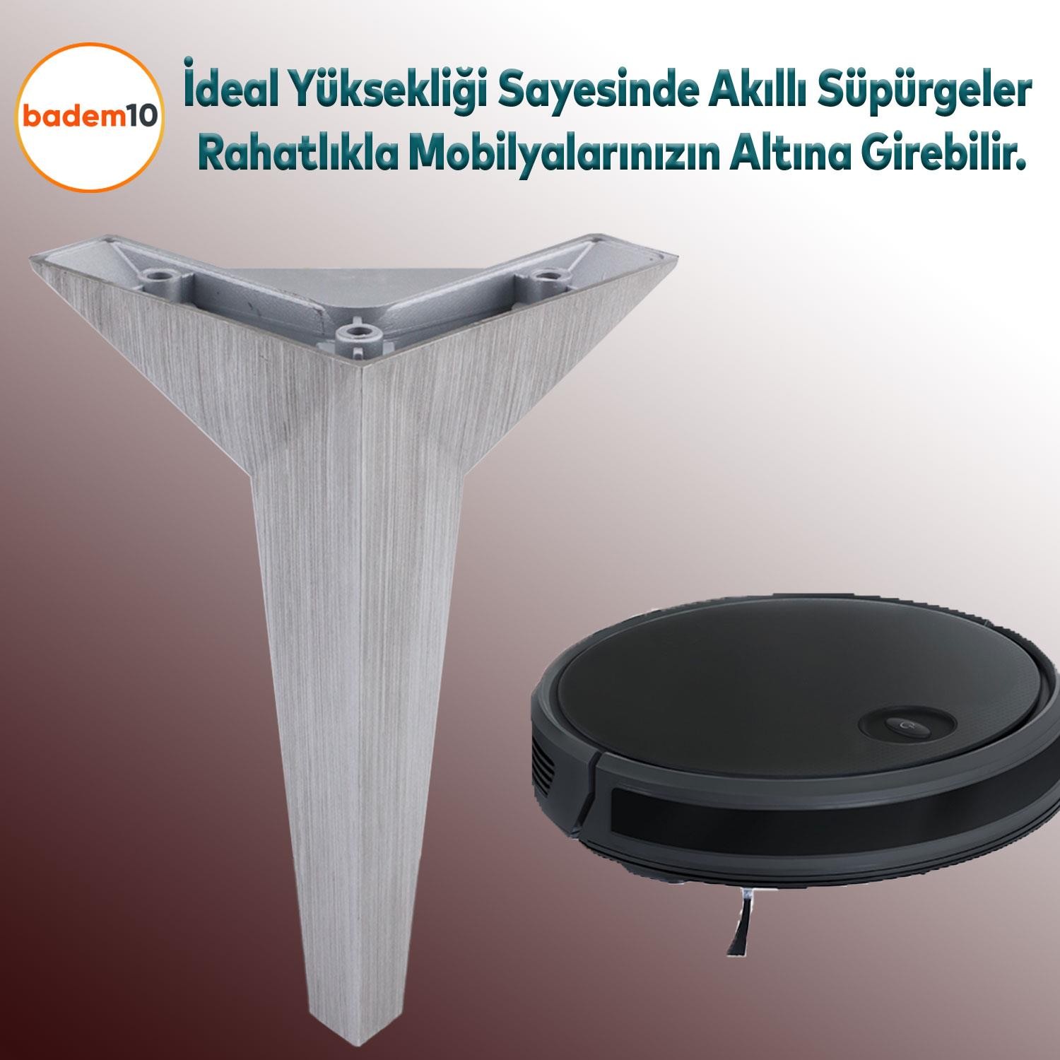 Moderno Mobilya Kanepe Tv Ünitesi Konsol Koltuk Ayağı Saten Gri Eskitme 18 Cm Ayakları