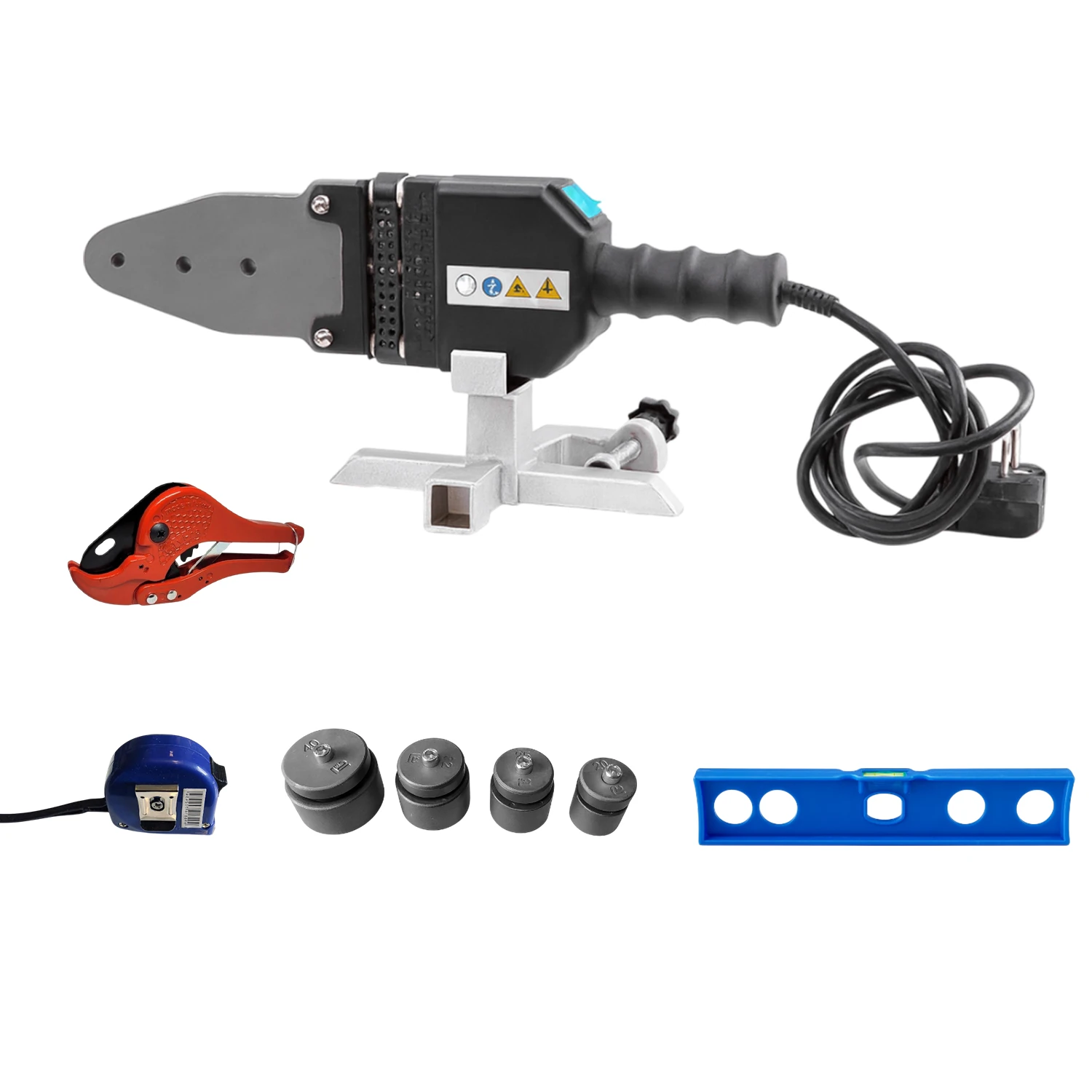 Kaynak Makinesi 1400 W PPRC Pvc Plastik Boru Makası Terazi Pafta Metre Seti 40 mm 32 mm 25 mm 20 mm