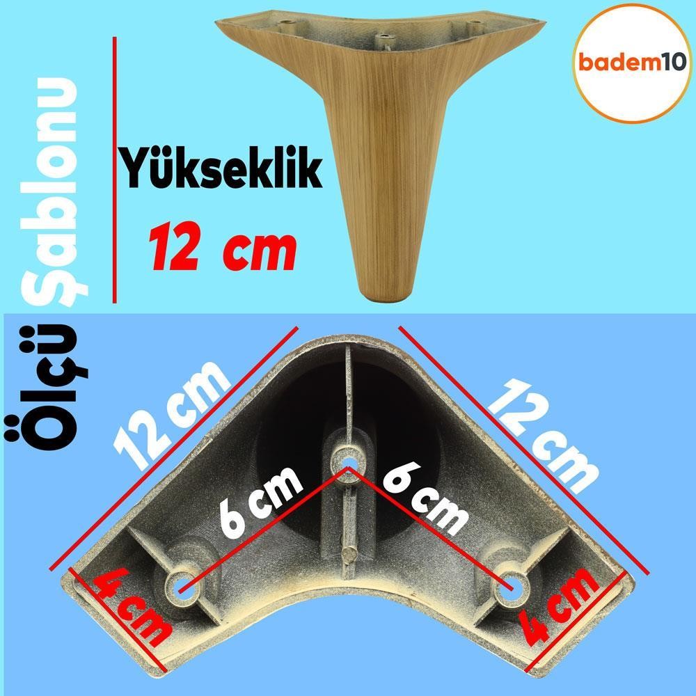 Aspen 12'li Set Mobilya Kanepe Koltuk Tv Ünitesi Ayağı Ayakları Destek 12 Cm Kahve Robot Süpürge