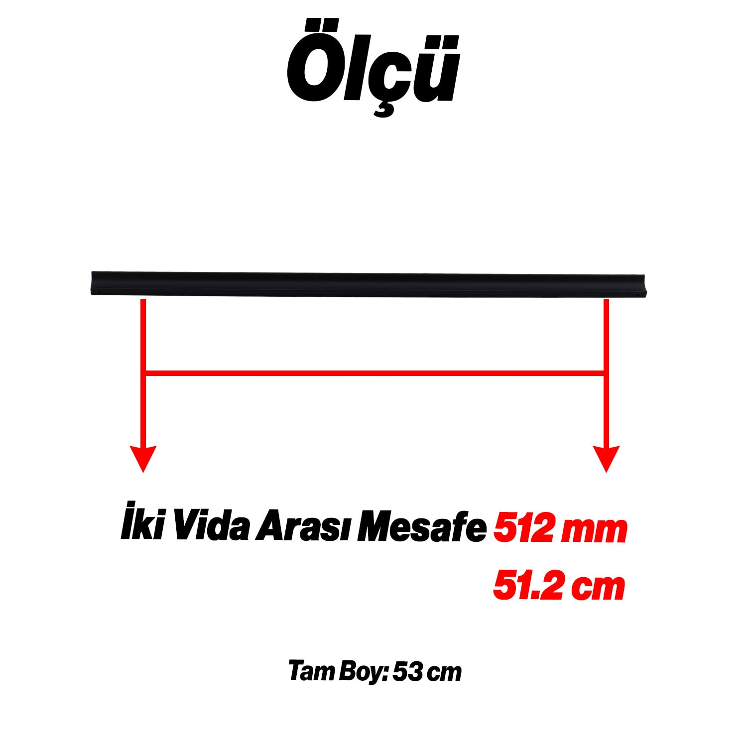 Foça Siyah Metal 512 mm Uzun Çekmece Dolap Kulpları Mutfak Dolabı Kapak Kulbu Mobilya Kolu