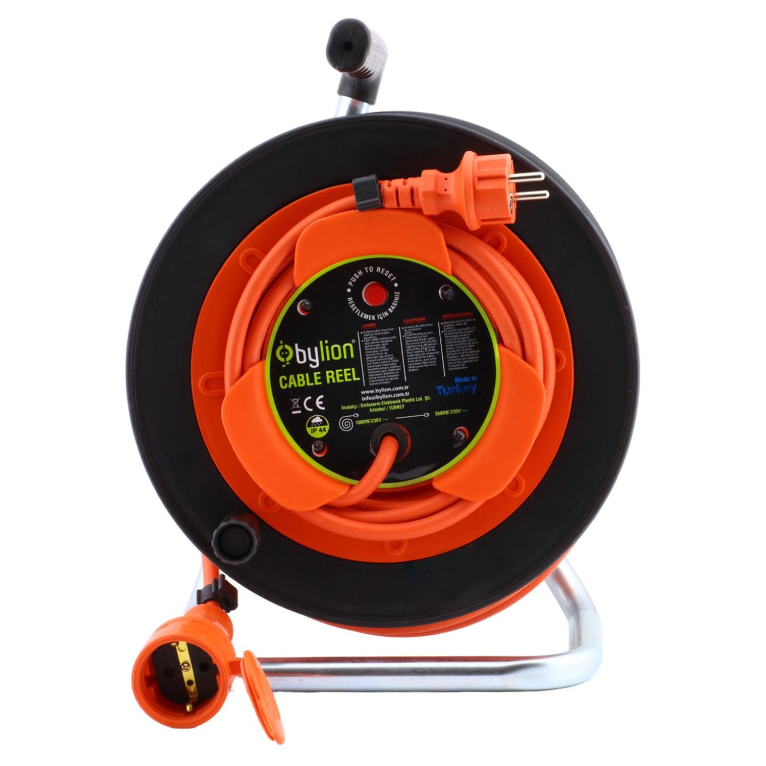 Bylion PMG-32325-F Makaralı Seyyar Kablo Uzatma Kablosu 3x2.5 mm CCA Kablo 30+2 Metre