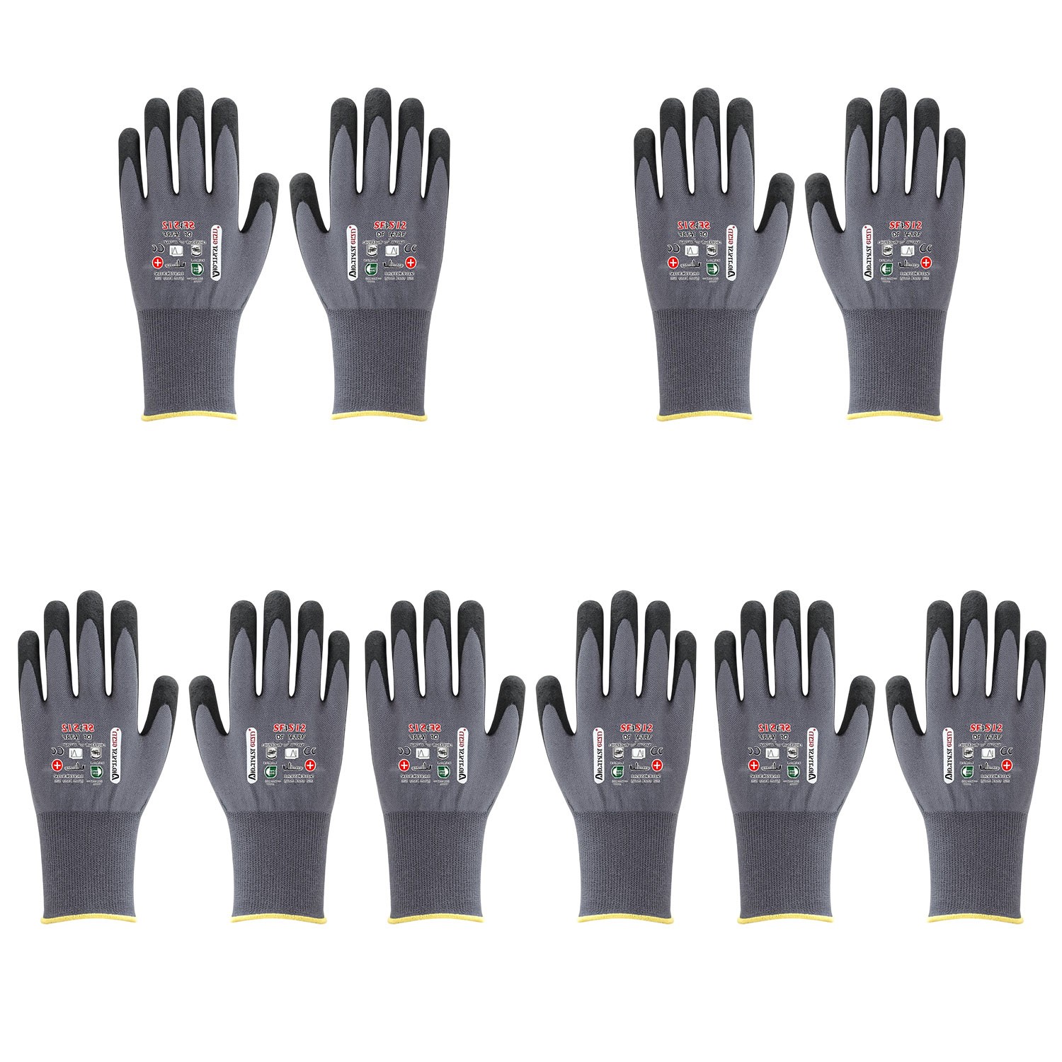 Kaymaz 5 ÇİFT 10 XL Ultra Grip Nitril Kaplı Eldiven Beden Güvenlik Koruyucu Sanayi Tipi İş Eldiveni
