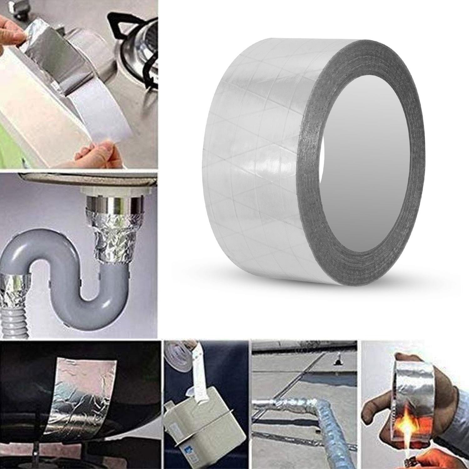 Alüminyum Folyo Bant 48 mm x 25 Mt Sızdırmaz Takviyeli Yanmaz Soba Borusu Bandı