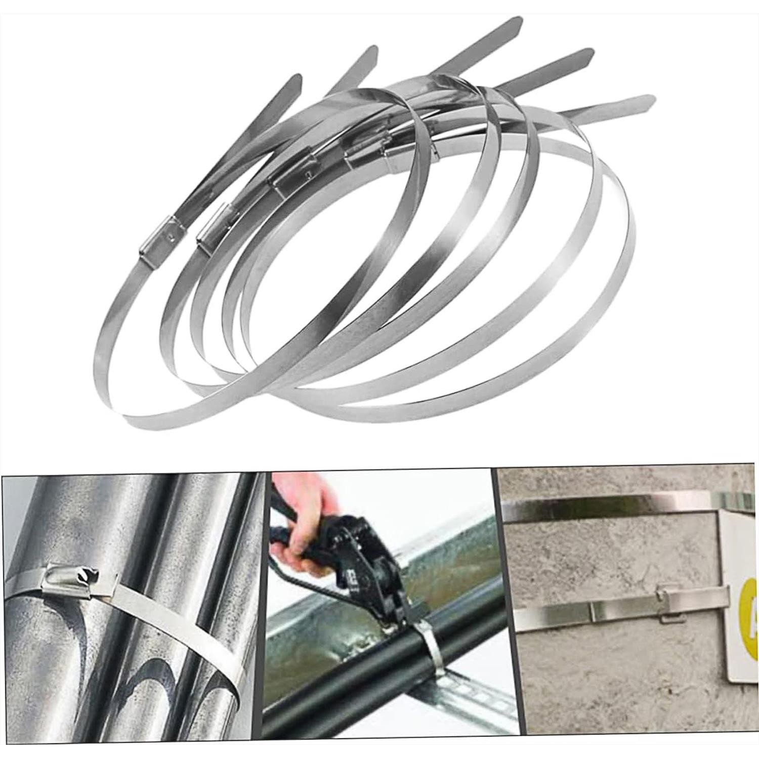 Cırt Kelepçe Metal Paslanmaz Çelik Kablo Zip Bağı Çok Amaçlı Bağlama 4.6x200 10 Adet