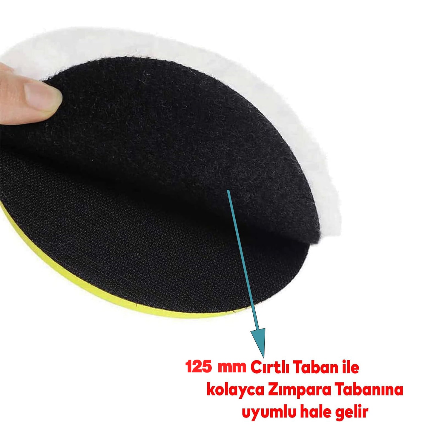 ( 1 Adet ) Koyun Postu Pedi Ø 125 mm Pasta Cila Polisaj Süngeri Cırt Tabanlı Kuzu Postu Yünü Keçesi Parlatma