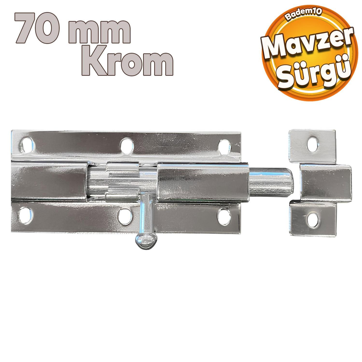 Kapı Sürgüsü Metal Krom Mavzer Sürgü Sürgülü Kilit 25x70 mm Kapı Pencere Emniyet Kilidi