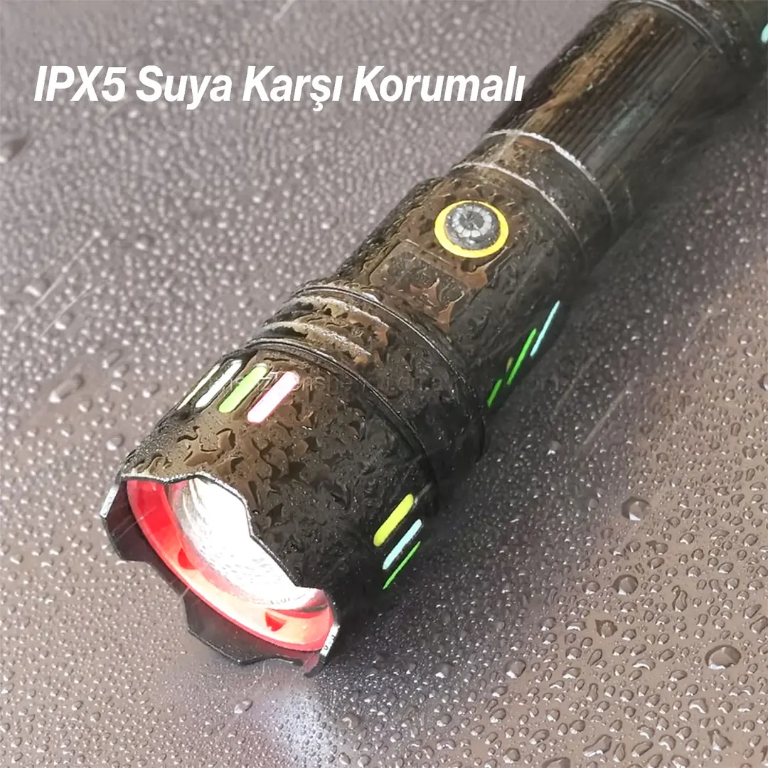 El Feneri Zoom Özellikli Uzun Menzil 80W Şarjlı Powerbank Ledli