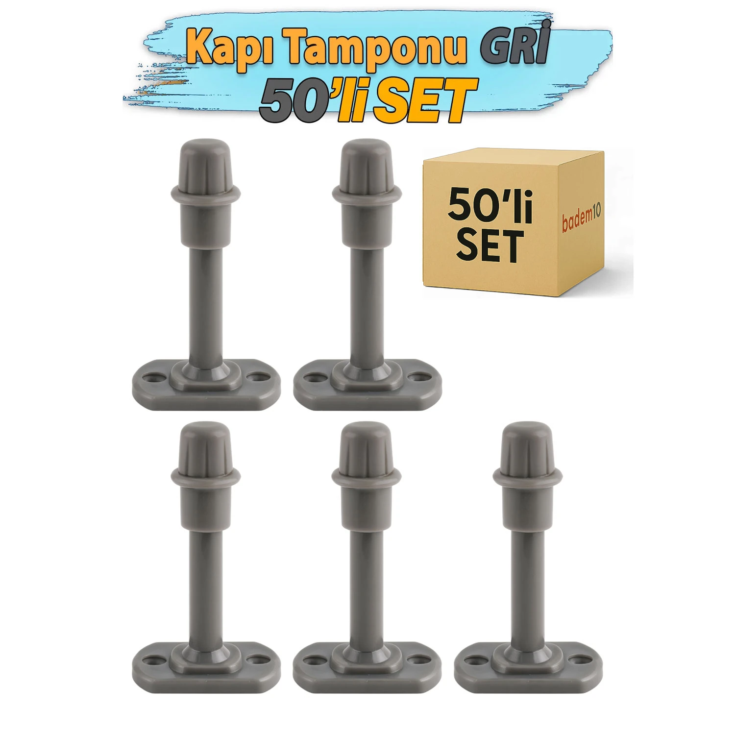 Gri 50 ADET Silikon Kapı Pencere Arkası Vidalı Duvar Boya Koruyucu Tampon Mobilya Stoperi Durdurucu