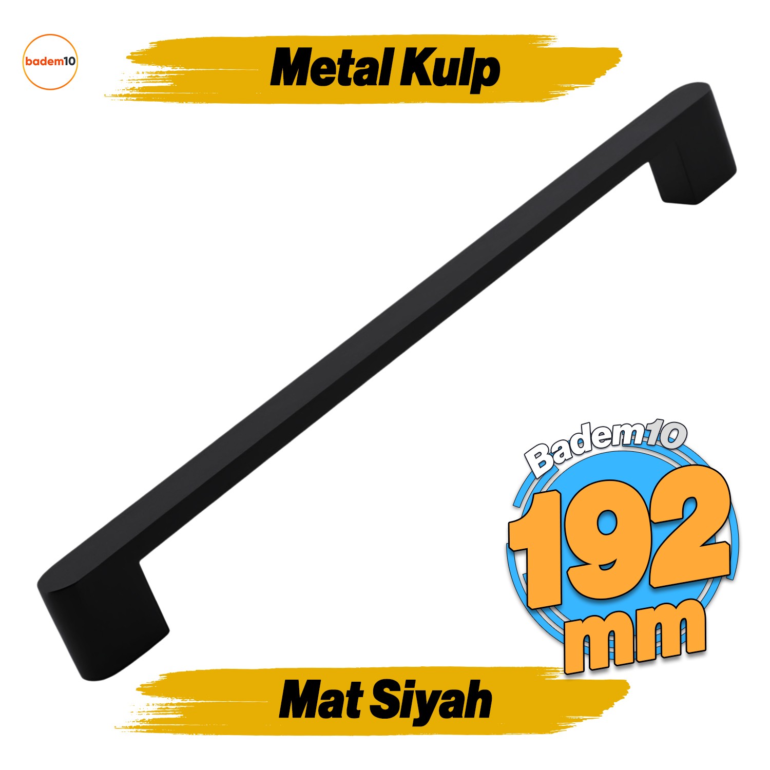 Uhud Kulp 192 mm Siyah Metal Mutfak Mobilya Çekmece Mutfak Dolap Dolabı Kulpları Kapak Kulbu 19.2 cm