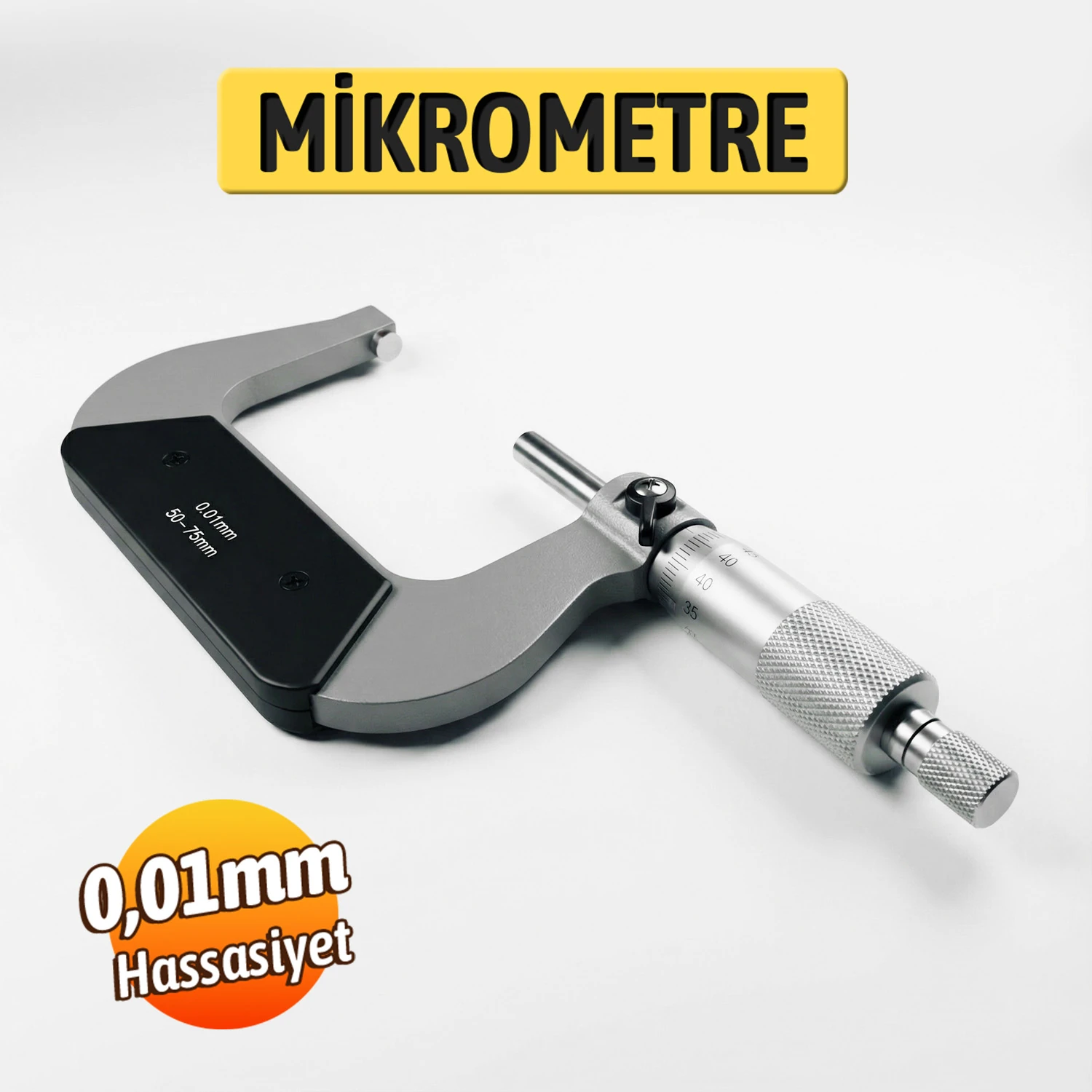 Standart Dış Çap Mikrometresi 50-75MM 0,01 Hassasiyette Ölçüm Taşıma Çantası İle