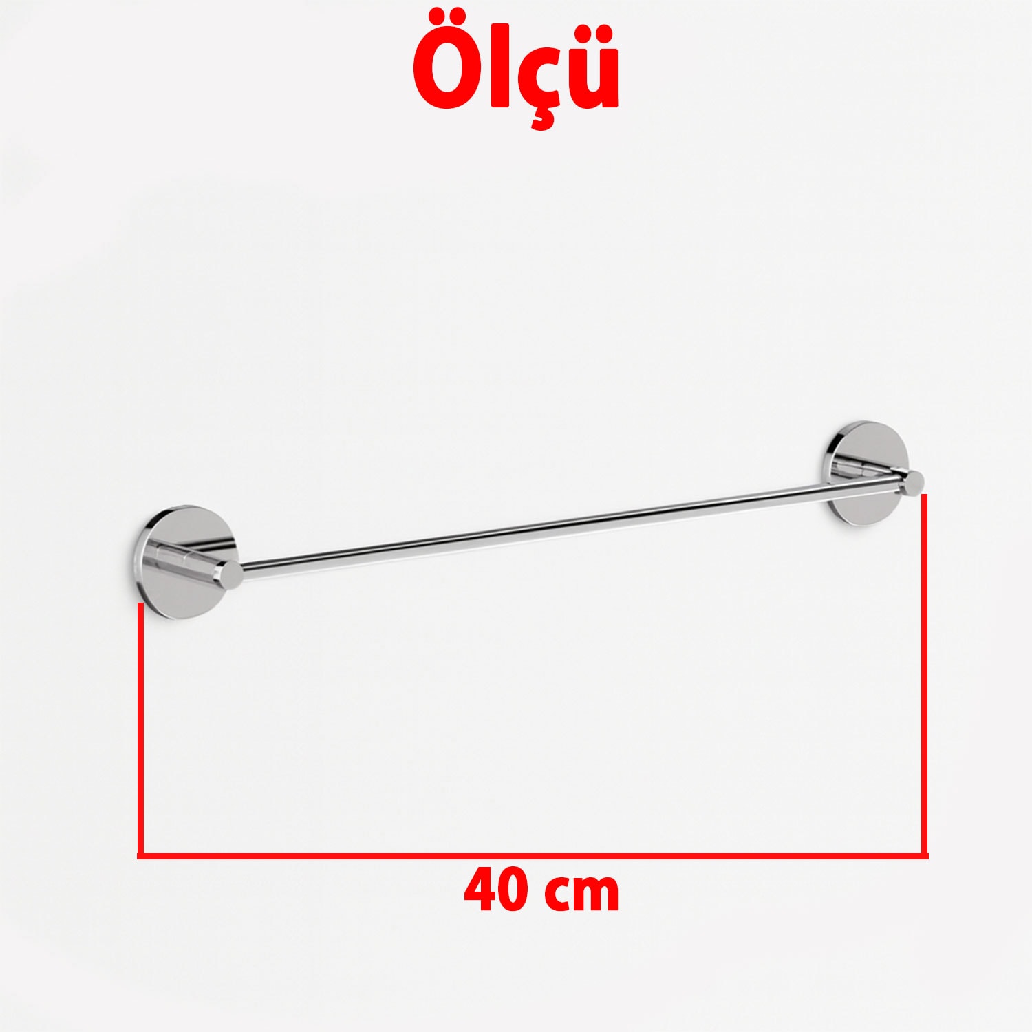 Uzun Havluluk KROM 40 cm Parlak Gümüş Duvar Tipi Paslanmaz Çelik Banyo Havlu Askısı Aparatı