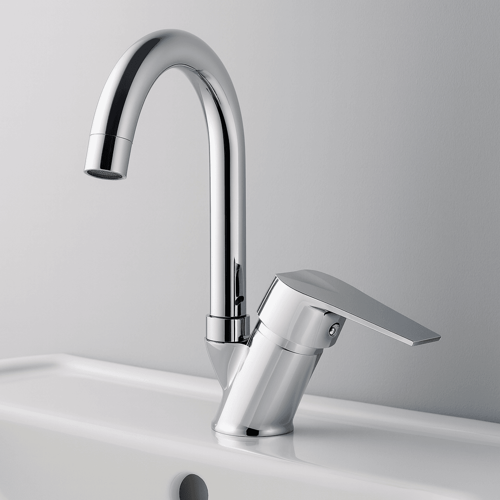 Premium Sıcak Soğuk Ayarlı Tek Kollu Aç Kapa Krom Kuğu Lavabo Bataryası Duvar Tipi Armatür Modern