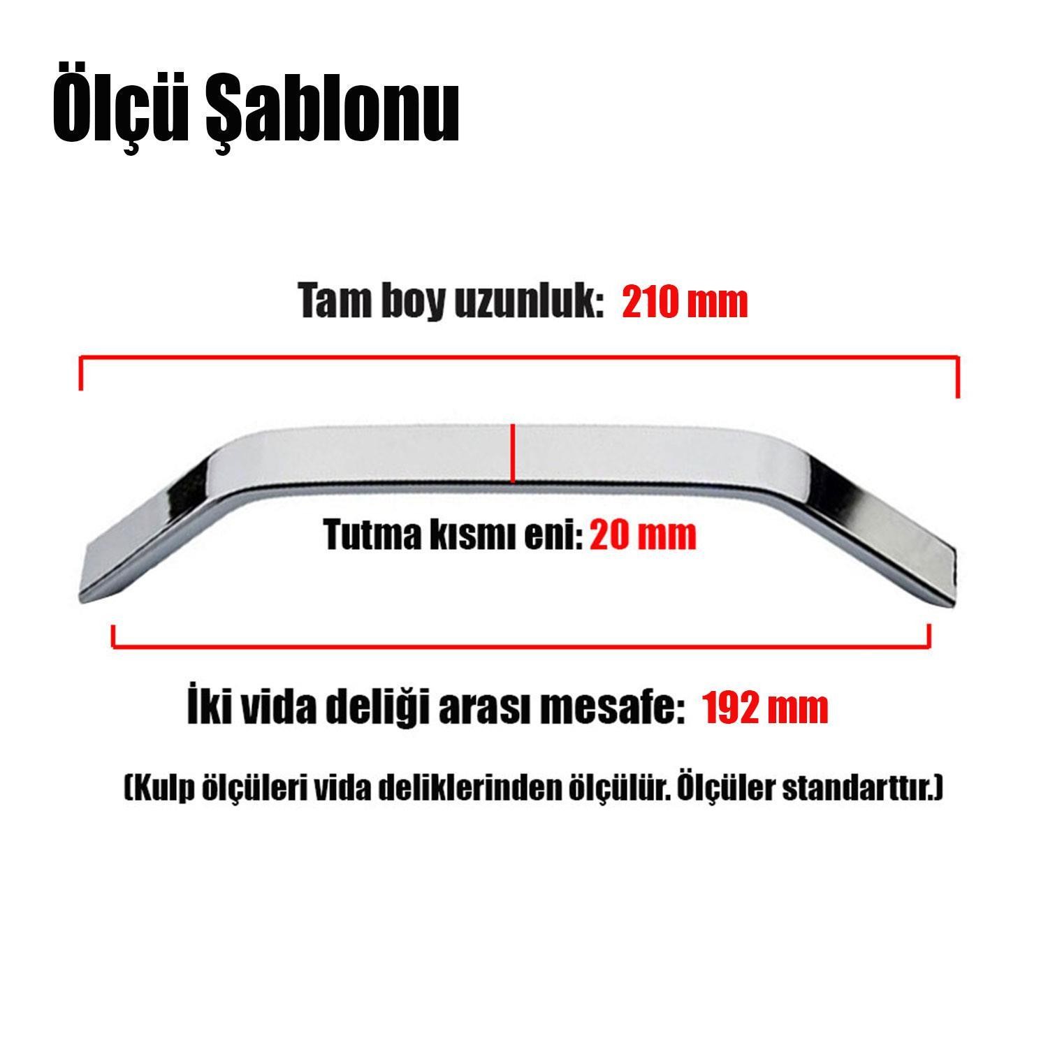 Şahin Mobilya Çekmece Mutfak Dolap Dolabı Kapak Kulpu Kulpları Kulbu 192 Mm Metal Kulp (4 ADET)
