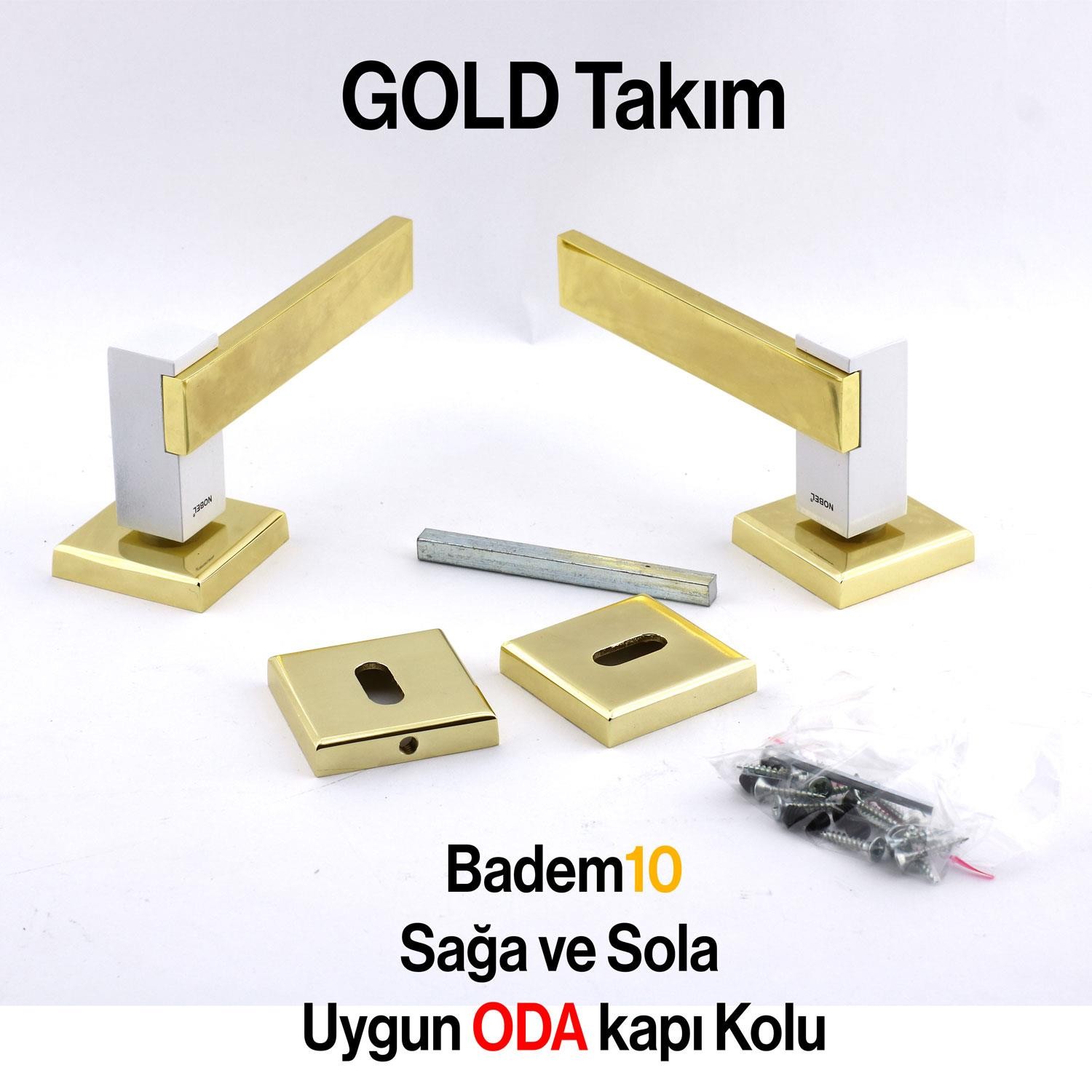 Begonya Lüx Gold Altın Oda Kapı Kolu Rozetli Sürgülü Çelik Kapı Sağa Sola Uygun Kapı Kolları Kulpu