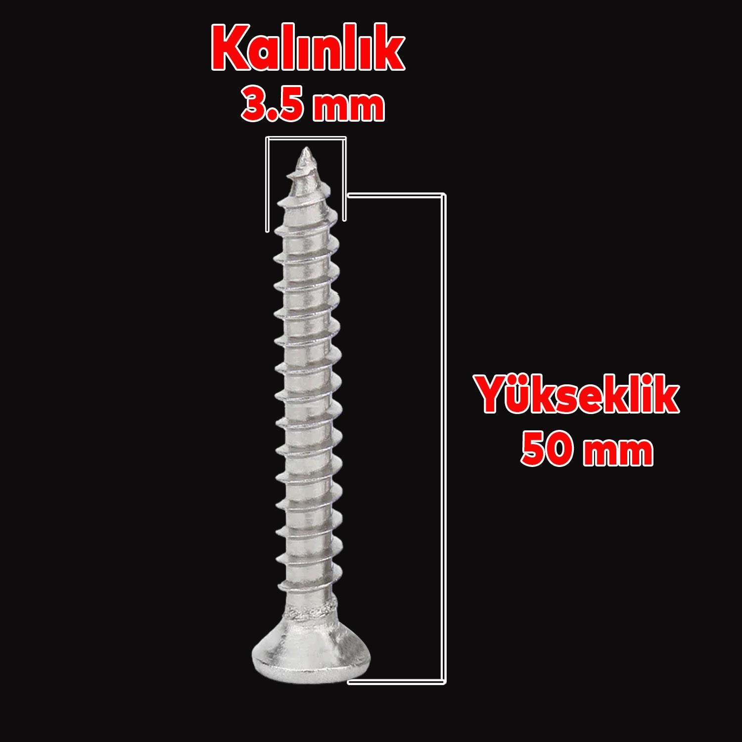 Sunta Vidası 3.5x50 Paket 500 ADET Sivri Uçlu Ahşap Tahta Ağaç Mobilya Ayak Kulp Vidası