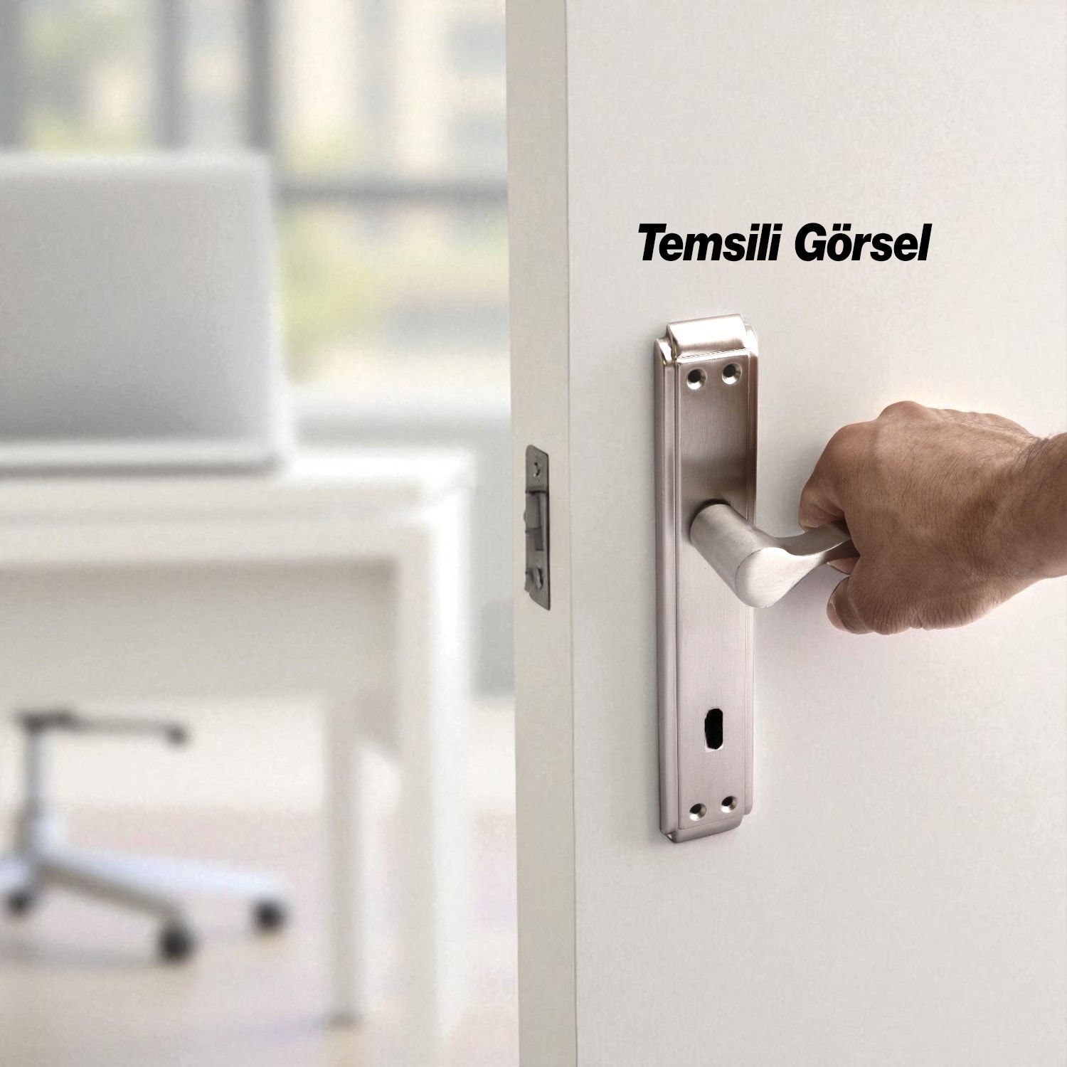 İç Oda Kapı Kolu Aynalı Sağa Sola Uygun Saten Renk Dış Ahşap Pvc Metal Çelik Kapısı Tutamağı 1 Takım