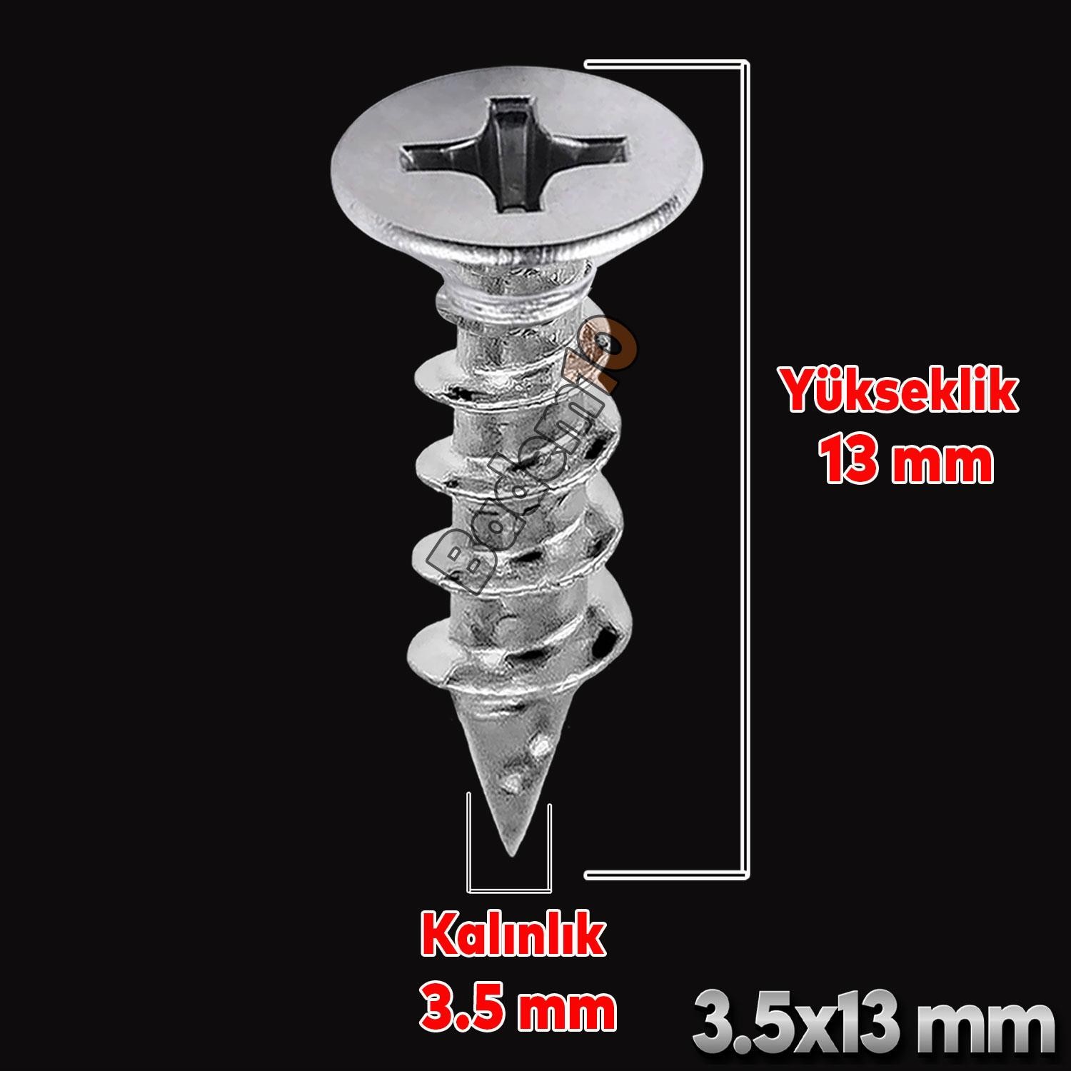 Sunta Vidası 3.5x13 Mm Paket 1000 Adet Sivri Uçlu Ahşap Tahta Ağaç Mobilya Ayak Kulp Vidası