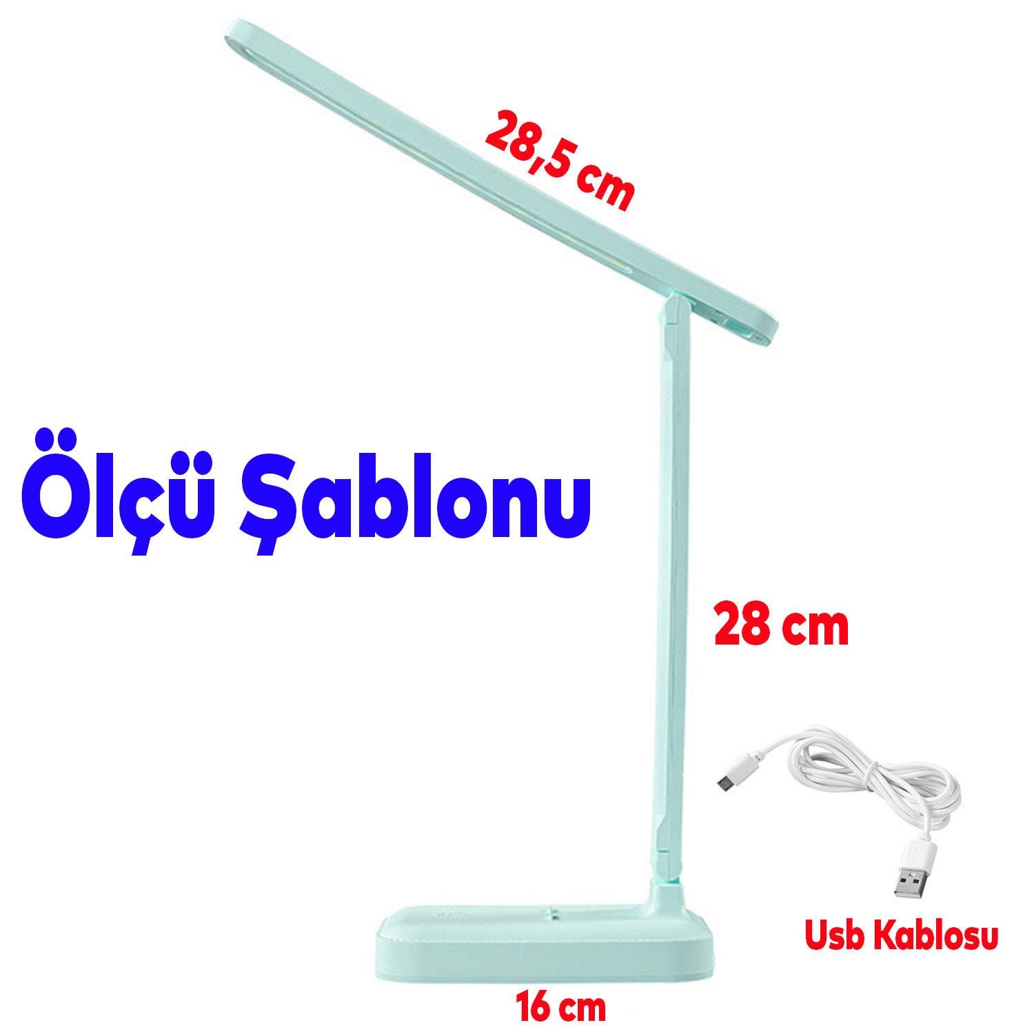 Şarjlı Masa Lambası Led 3 Modlu Oynar Başlıklı Dokunmatik Işık ve Renk Ayarlı Çalışma Okuma Işığı Gece Lambası Turkuaz
