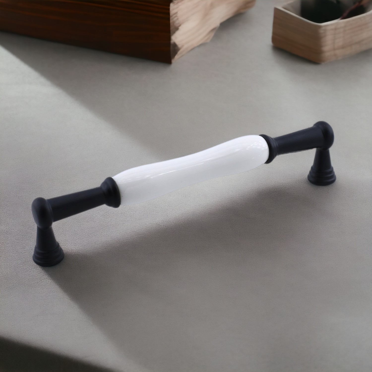 Anav Porselen Kulp 160 mm Mobilya Çekmece Mutfak Dolabı Dolap Kapak Kulpları Kulb Kulpu Siyah