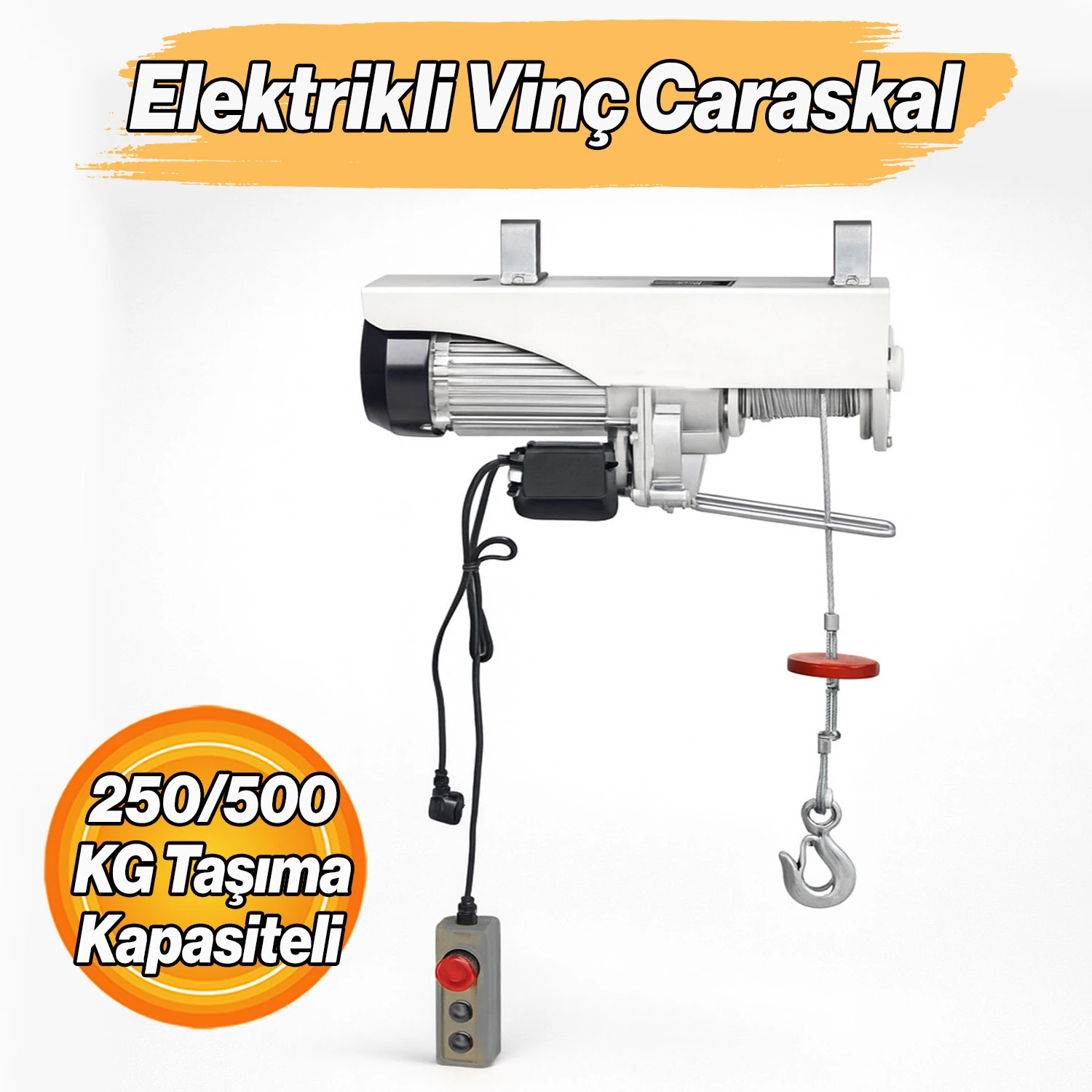 Elektrikli Vinç 250/500 KG Caraskal Güçlü Motorlu Çelik Halatlı Yük Kaldırma Makinesi asansör Vinci