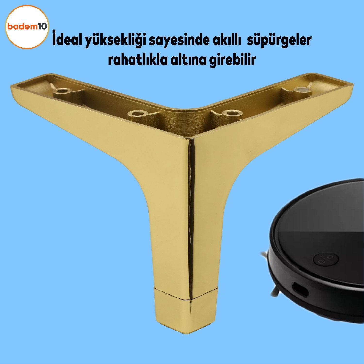 Sedef Lüks Mobilya Kanepe Sehpa TV Ünitesi Koltuk Ayağı 12 cm Gold Ayak (4 ADET)
