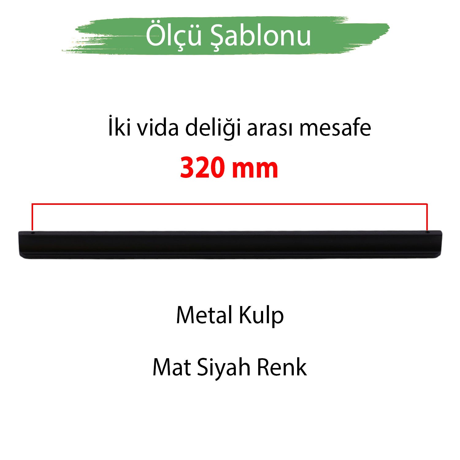 Dombay Mat Siyah Metal Kulp 320 mm 32 cm Mobilya Çekmece Dolap Kulpları Mutfak Dolabı Kulbu Kulpu