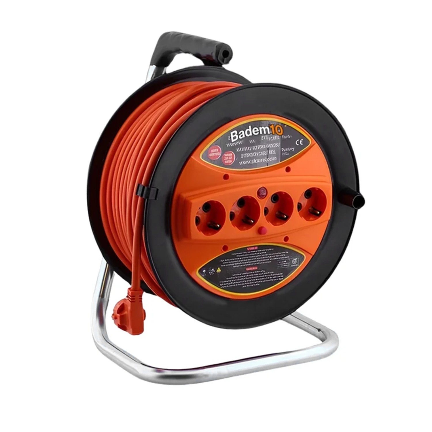 Bylion PMK-50315-F Plastik Makaralı Seyyar 3x1.5 mm 50 Metre CCA Kablo 4 Prizli Uzatma Kablosu Alüminyum Alaşım Kablosu