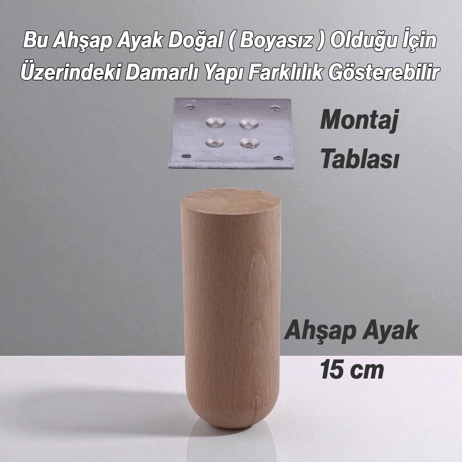Bohem 4 ADET Doğal Ahşap 15 cm Silindir Ayak Set Mobilya Koltuk Kanepe Sehpa Masa Ayağı Ayakları