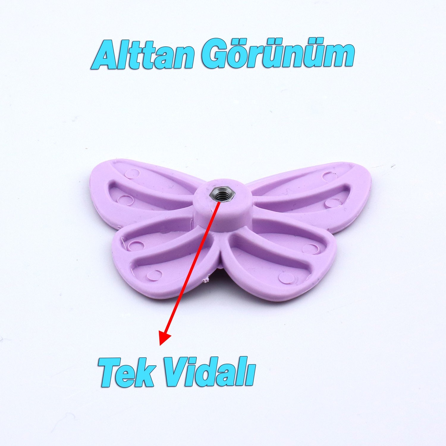 Plastik Kelebek Kulp Lila 10 ADET Mobilya Çoçuk Odası Kız Erkek Dolap Kapak Kulpu Çekmece Kulbu