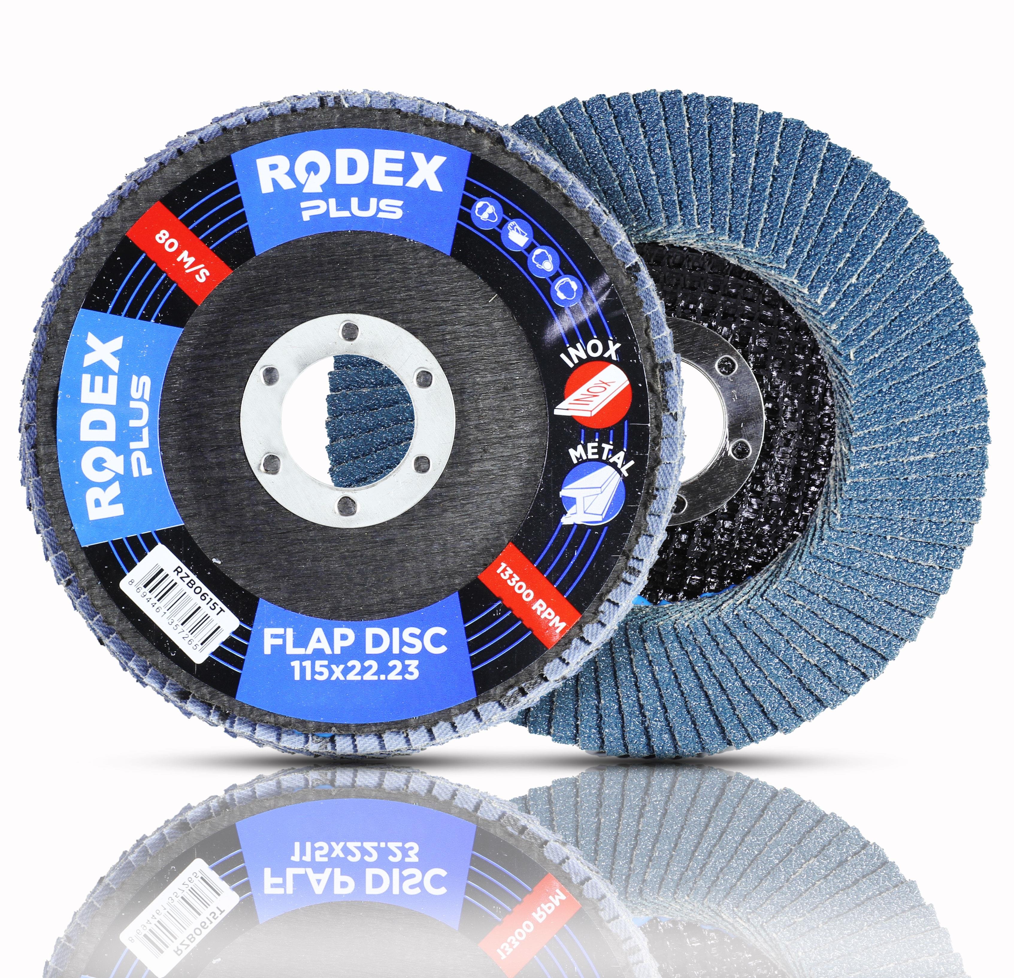 Rodex Zirkonyum Oksit Avuç İçi Taşlama Flap Disk Zımpara 115 mm