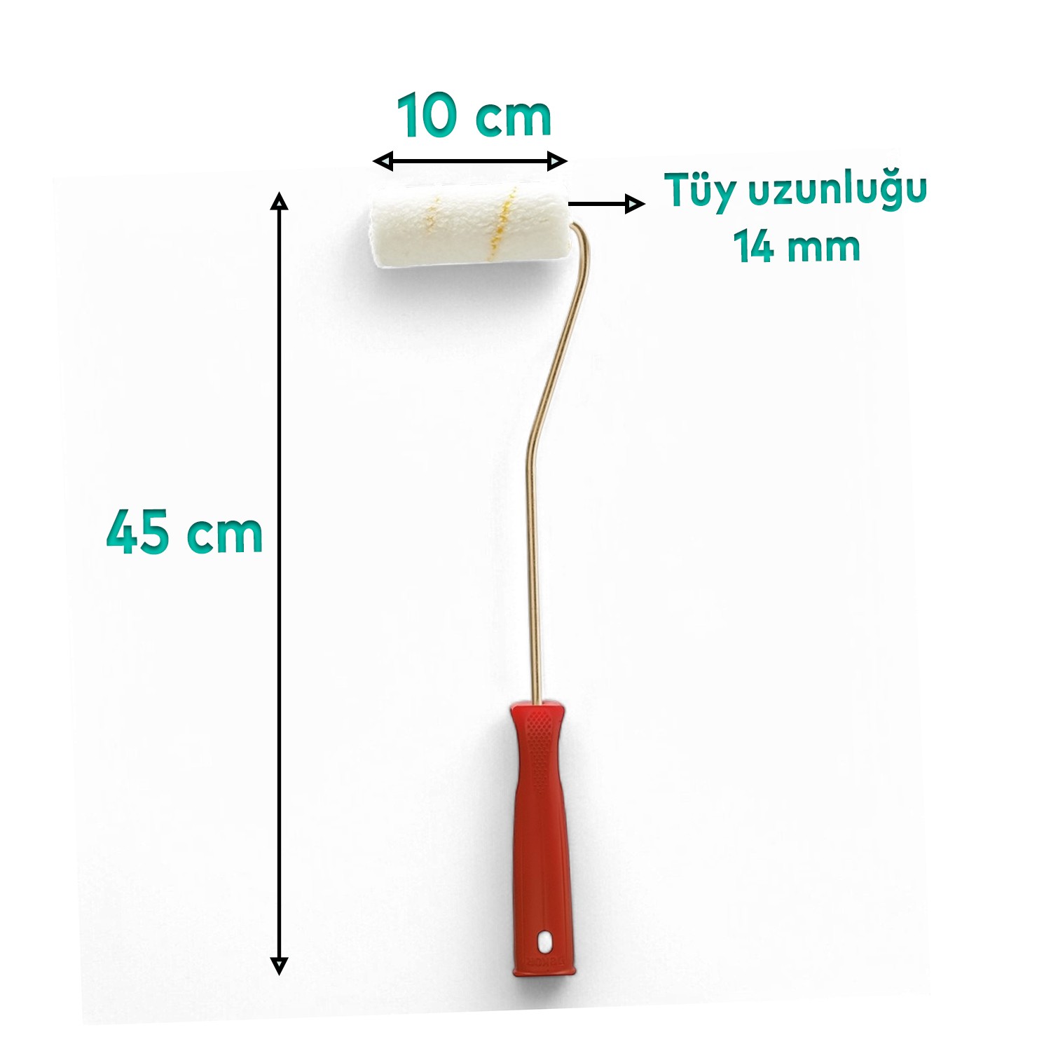 Boyacı Rulosu Yüzeyler için Saplı Duvar Boya Rulosu Fırça Saten Parmak Boyama Tadilat Rulosu 10 cm